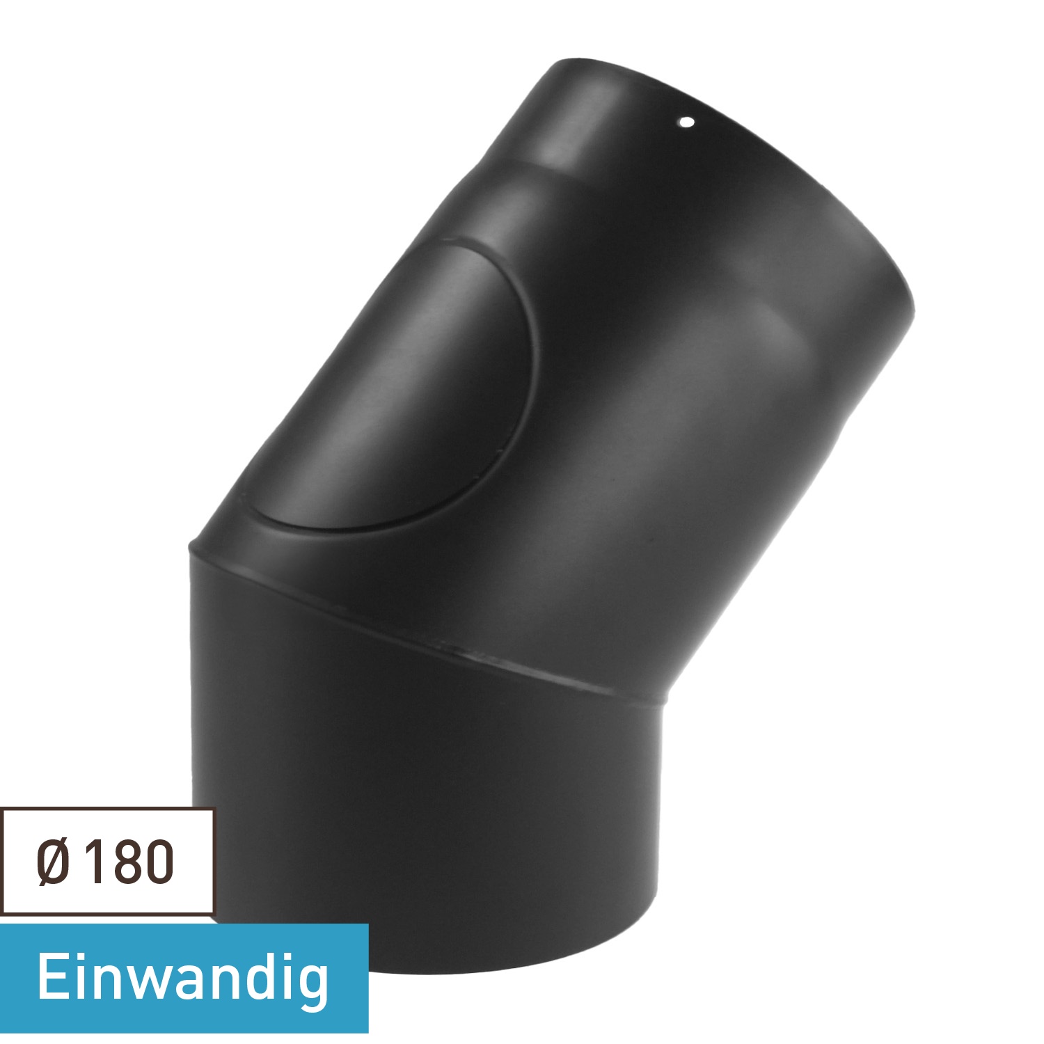Coude de conduit de fumée / Tuyau de poêle 180mm - 45° avec porte noir