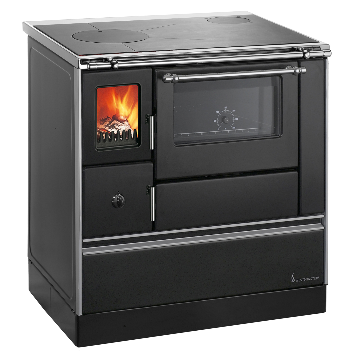Wamsler K 176 F/A 90 Poêle de cuisine Acier Noir, Surface de cuisson en acier, Four à droite