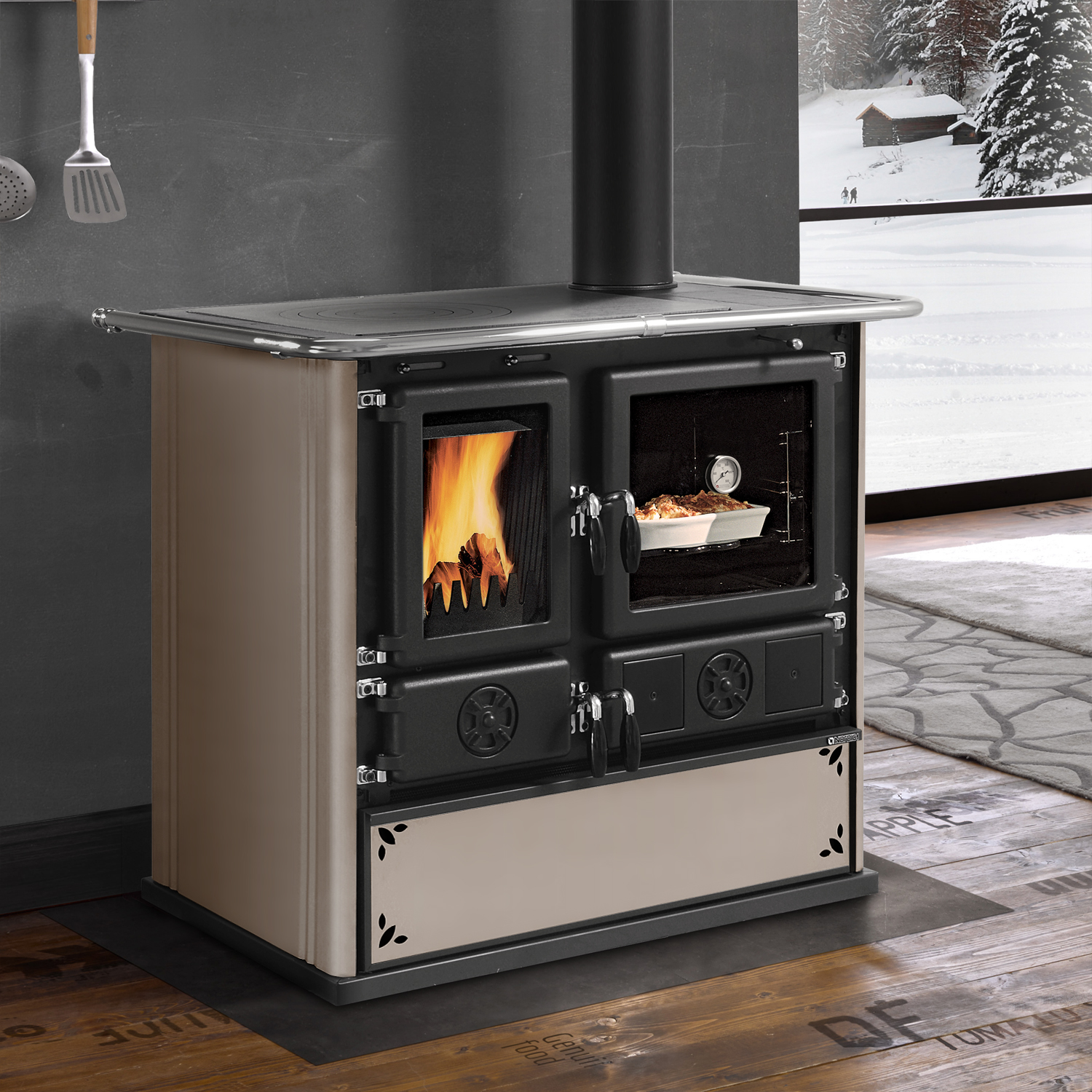 La Nordica Rosa 5.0 poêle à bois en acier Tortora La Nordica Rosa 5.0 poêle à bois en acier Tortora