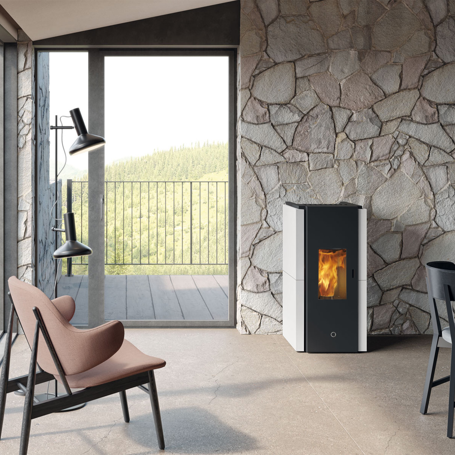 EK63 Zone 80 Evo poêle à granulés acier blanc perle