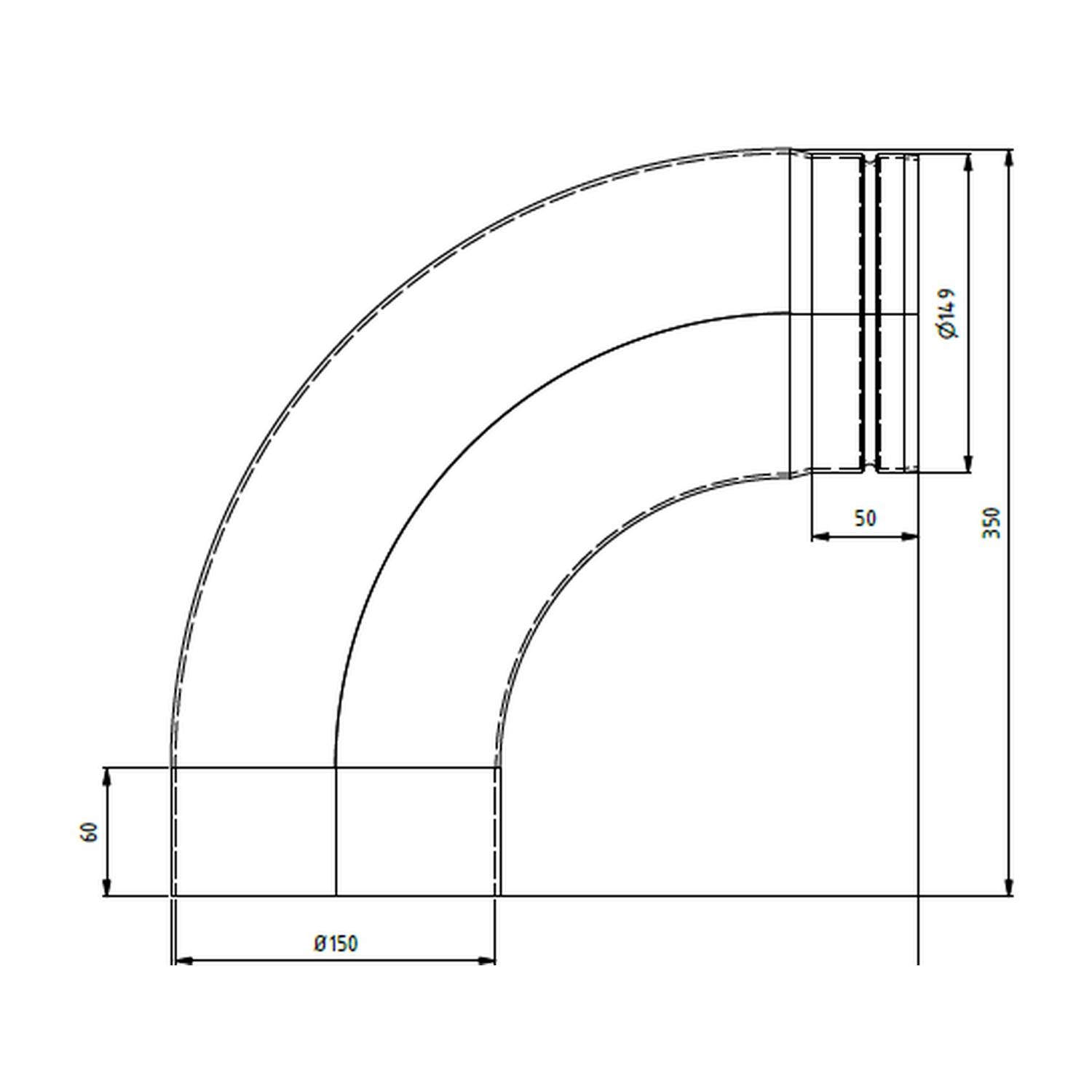 Raik Bogen LS diamètre 150/90° rétreint lisse noir