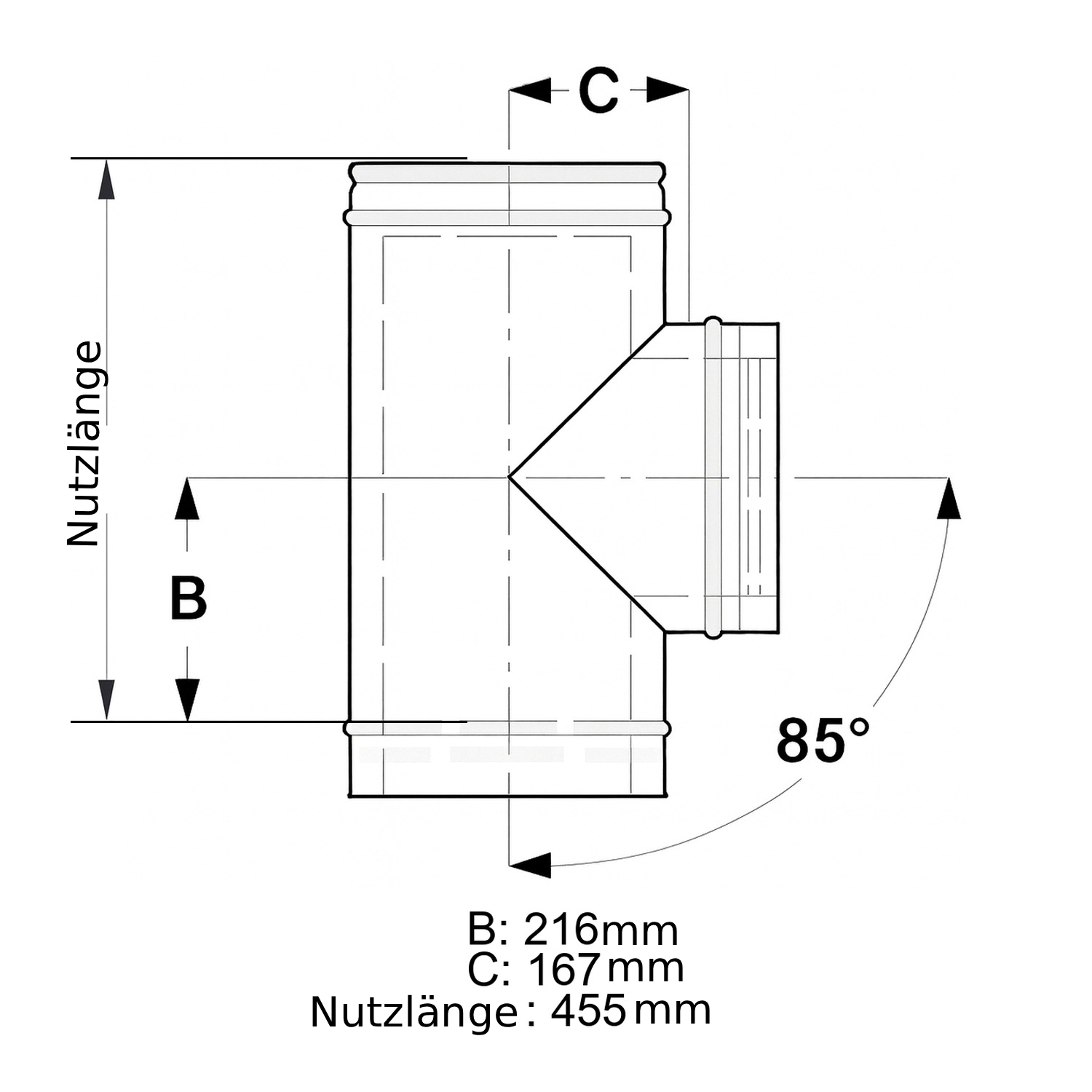 Schiedel ICS raccordement tuyaux 85° Ø180 double paroi brillant
