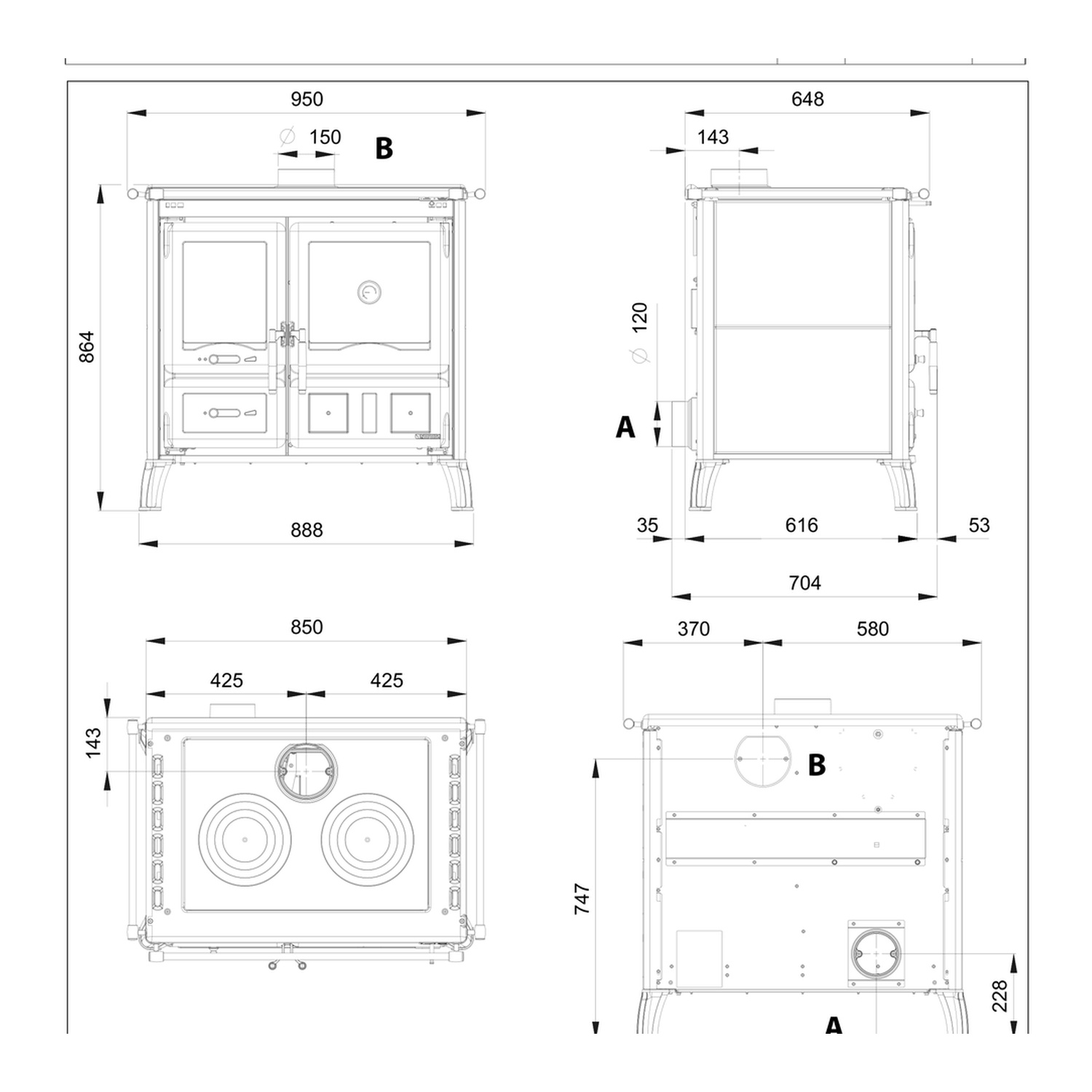 La Nordica GARDENIA.16 PETRA - Cuisinière à bois en pierre naturelle