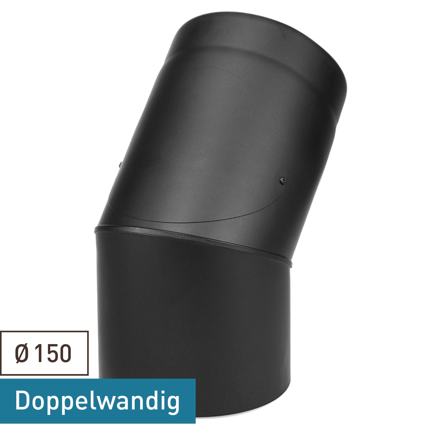 Raik Coltherm coude de tuyau de fumée 150mm noir double paroi 45° avec porte pour tuyau de fumée / conduit de fumée
