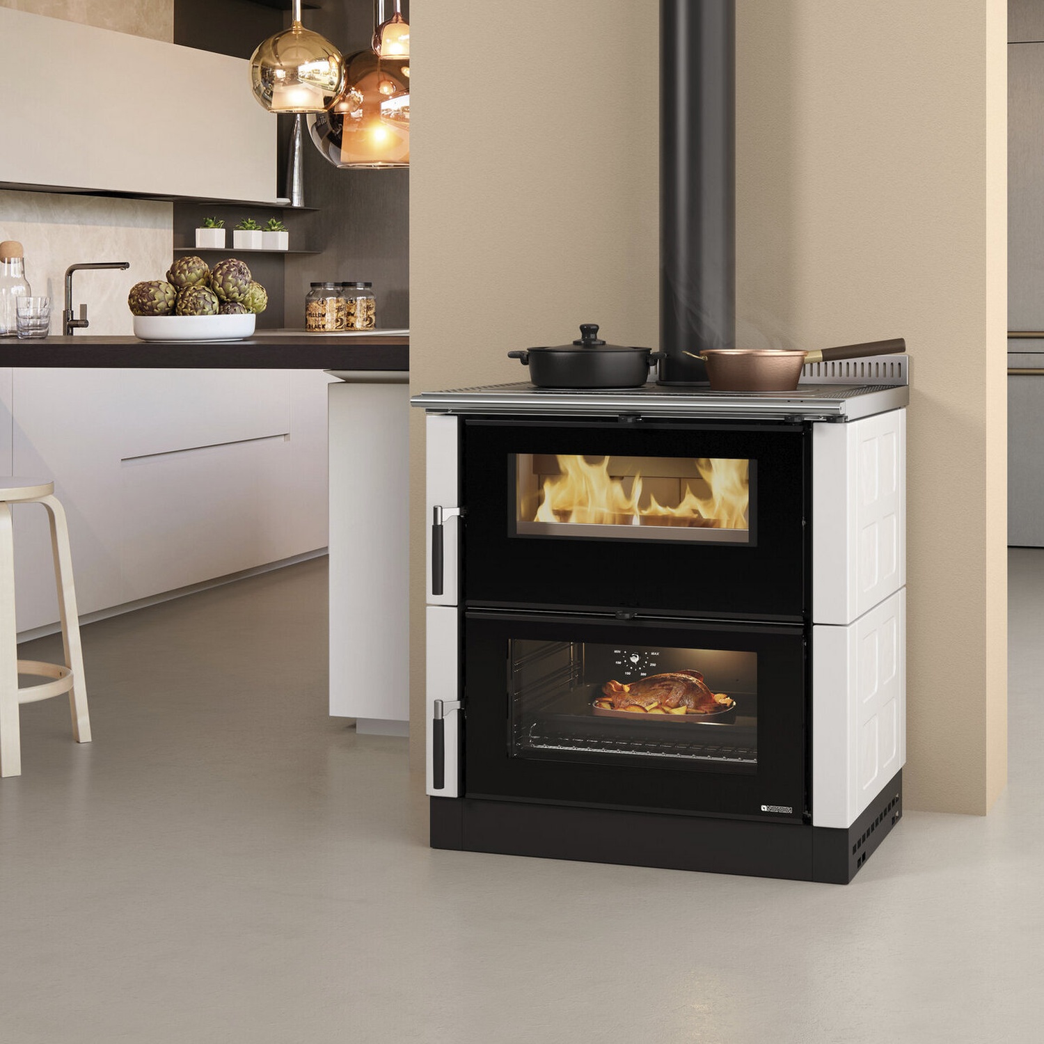 La Nordica VERONA XXL.16 Majolika - Blanc cuisinière à bois