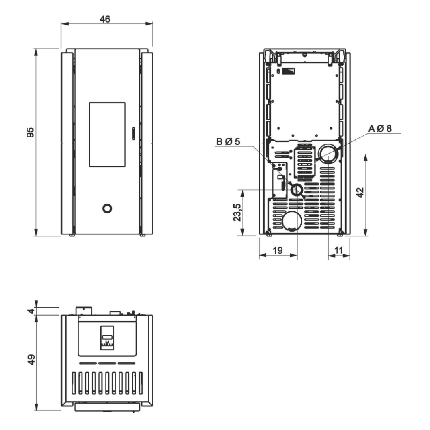 EK63 Zone 80 Evo poêle à granulés acier noir mat