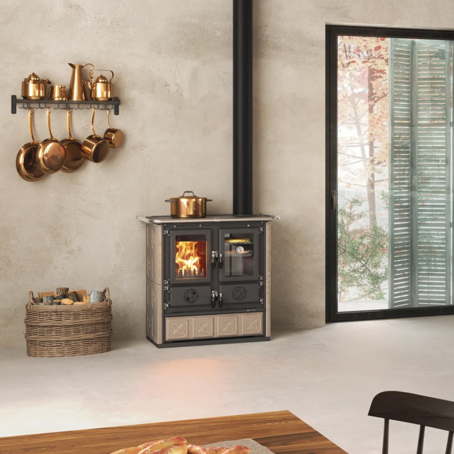 La Nordica ROSETTA.16 Majolica - Taupe cuisinière à bois