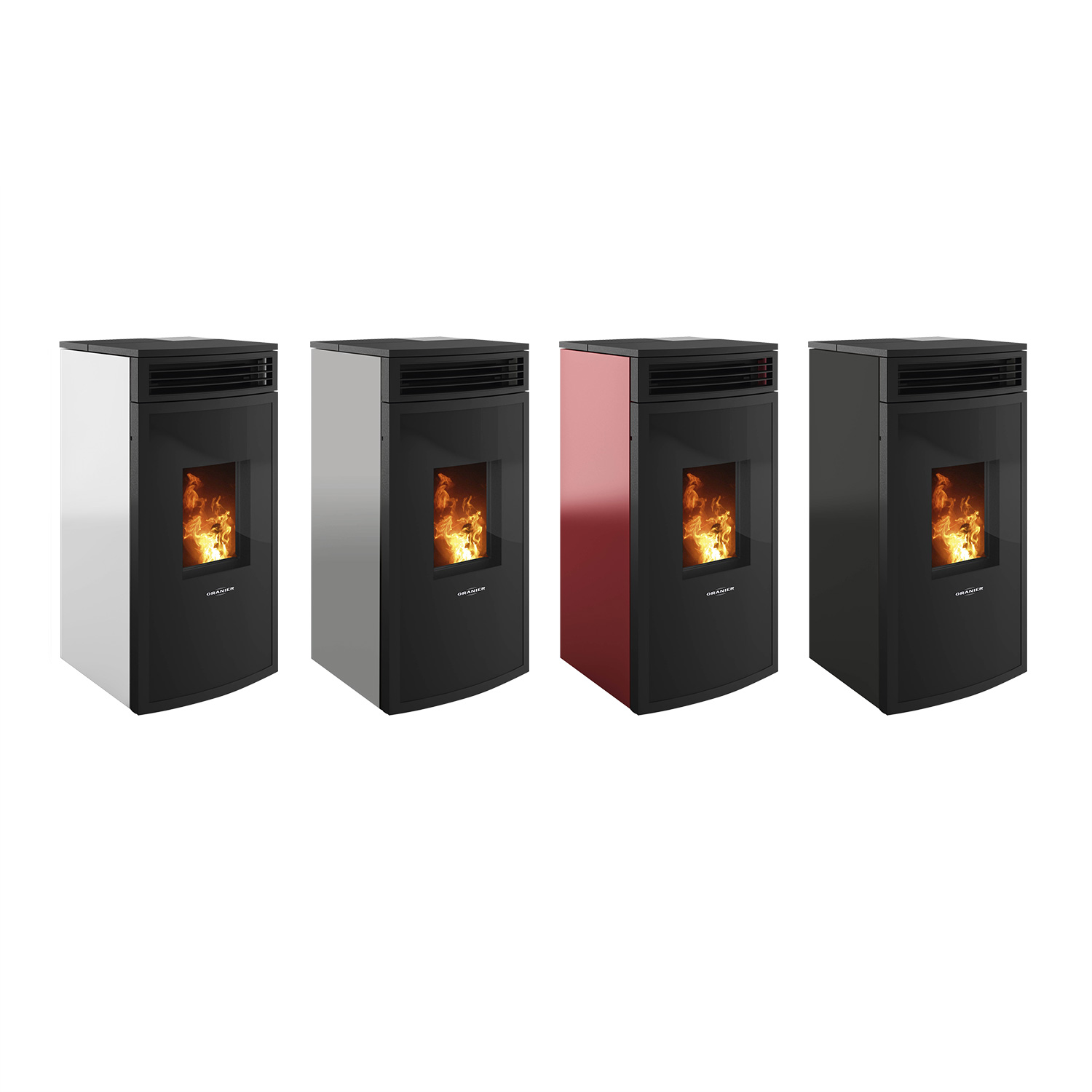 Oranier Neta poêle à granulés acier blanc soie, sortie de fumée en haut