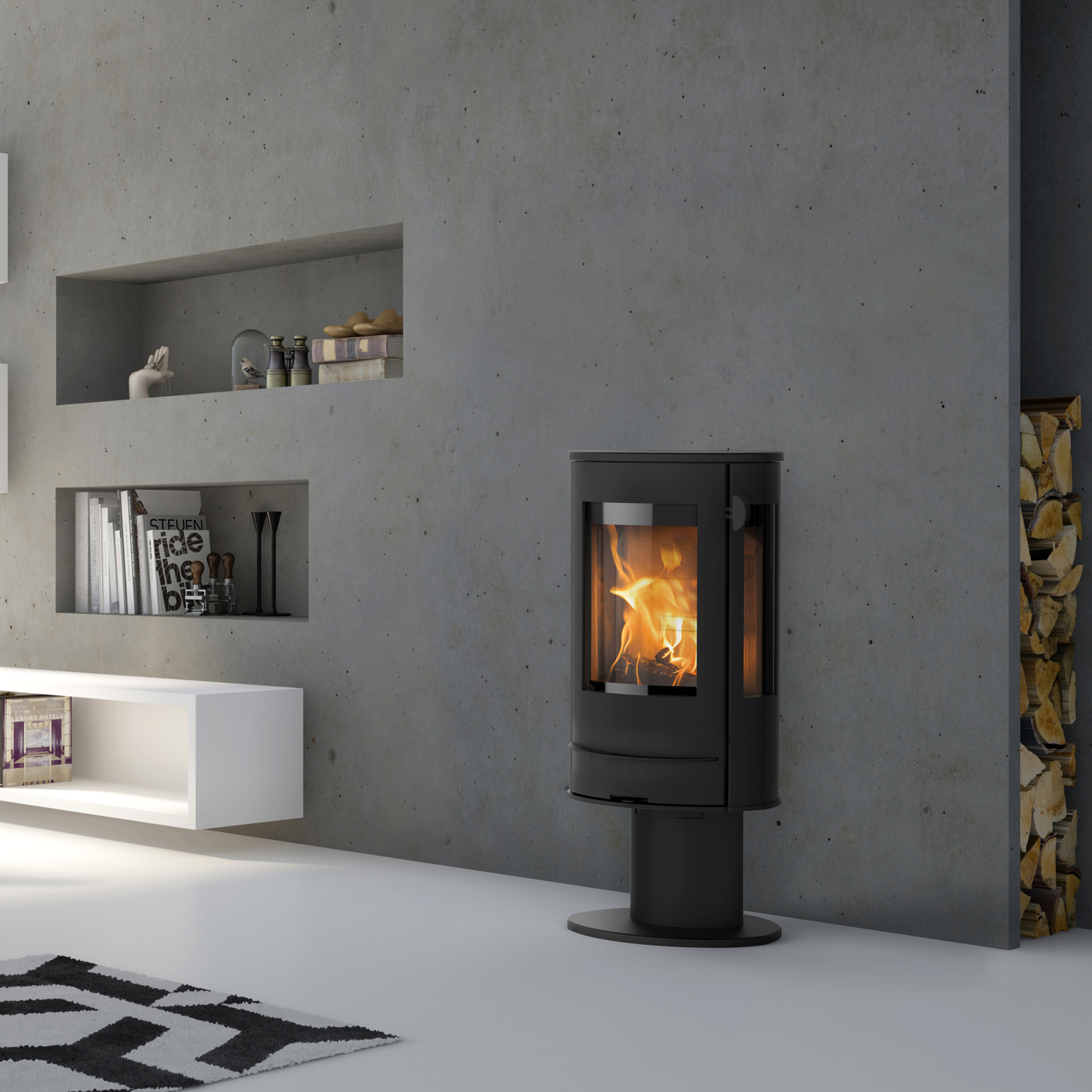 Poêle à bois Lotus Liva 7G Noir, sortie de fumée arrière Poêle à bois Lotus Liva 7G Noir, sortie de fumée arrière