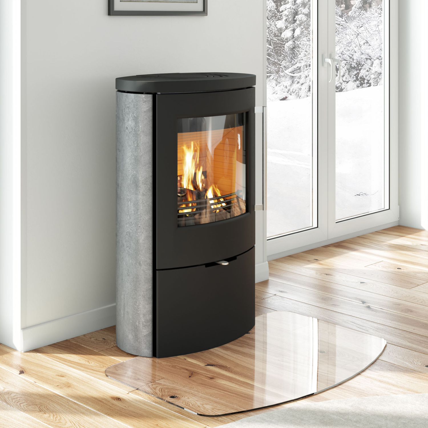 Poêle à bois TermaTech TT80RLS en acier noir