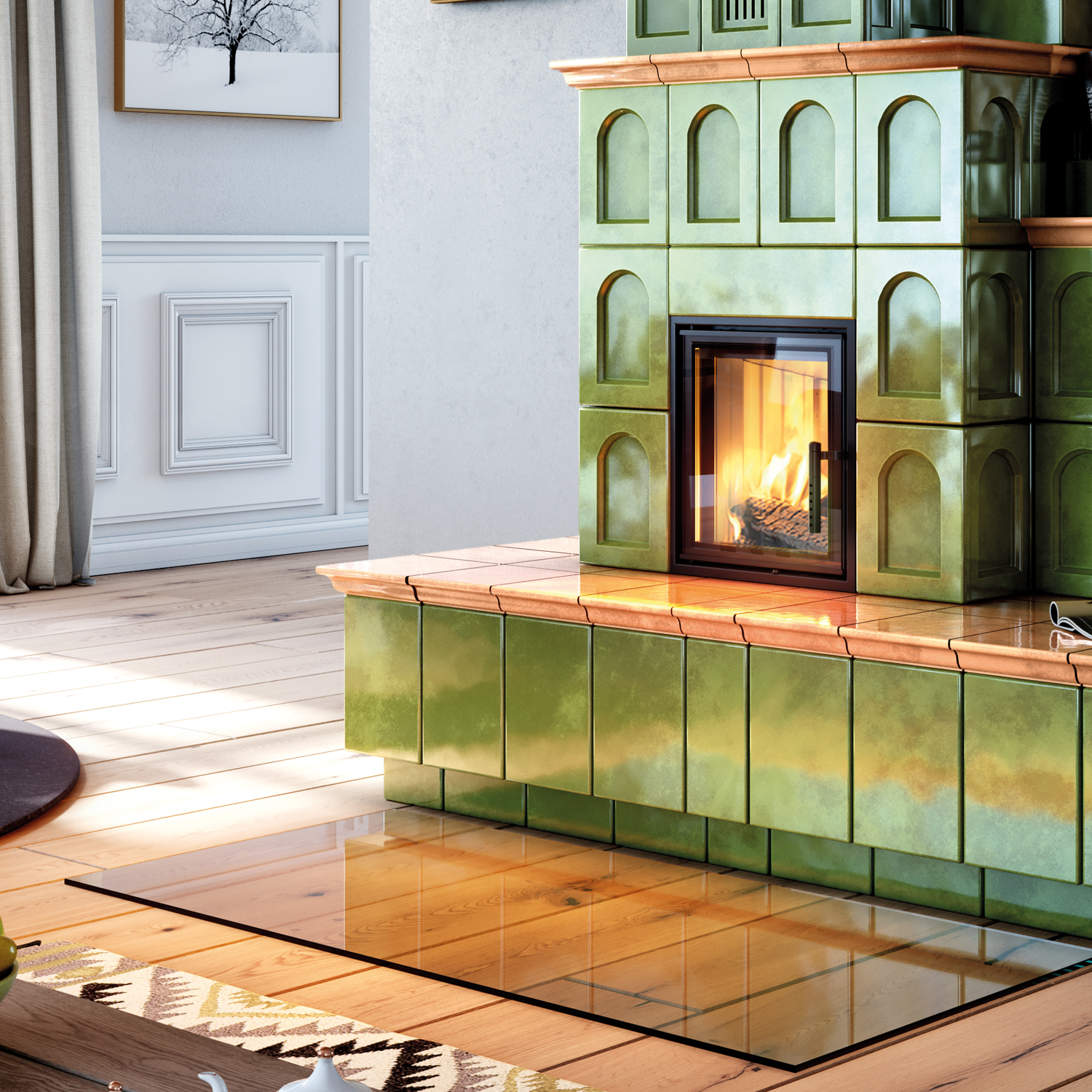 Spartherm Renova A H2O Insert de cheminée à eau 45 cm à gauche