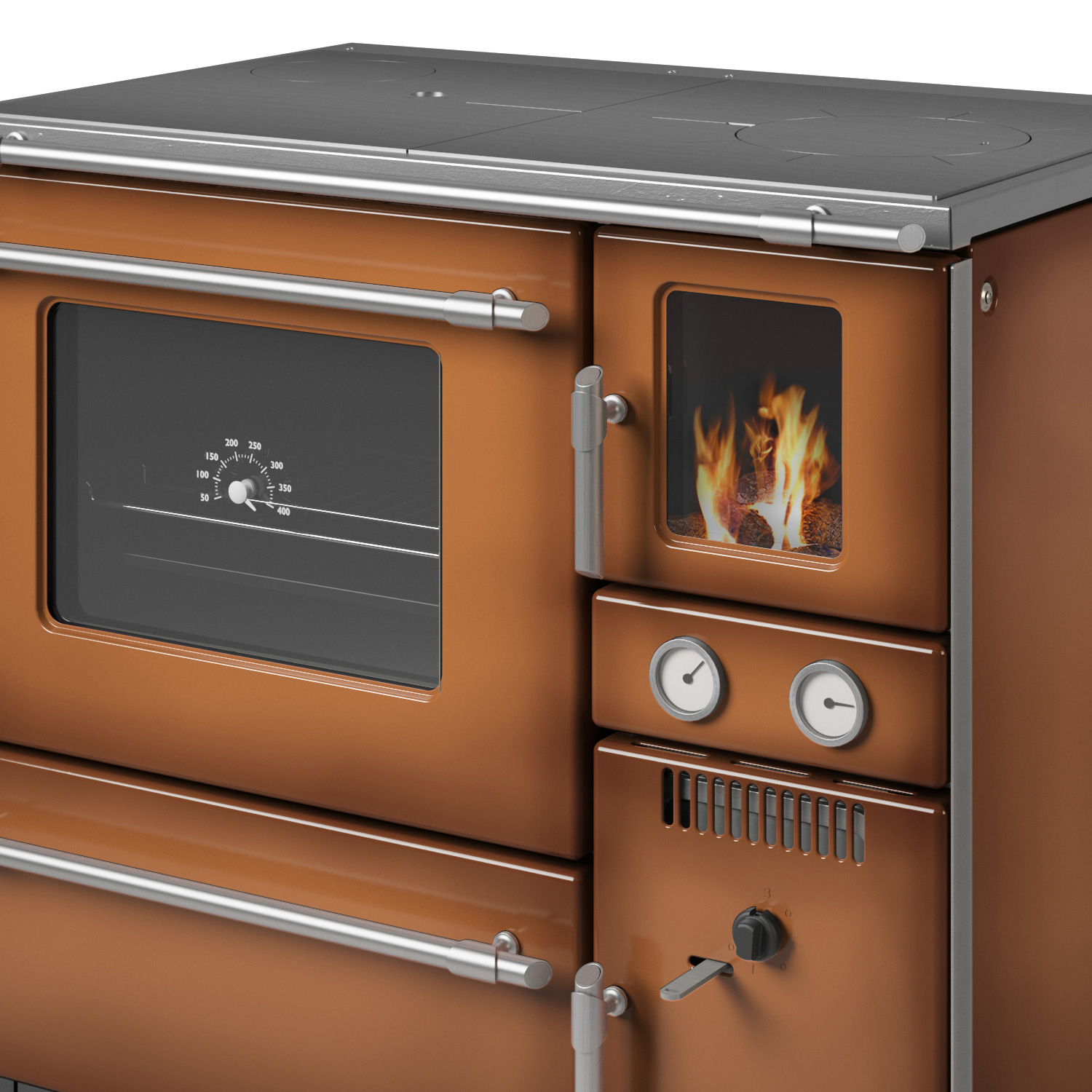 Wamsler K 148 F poêle de cuisine à eau Maron mat, conduit de fumée à gauche