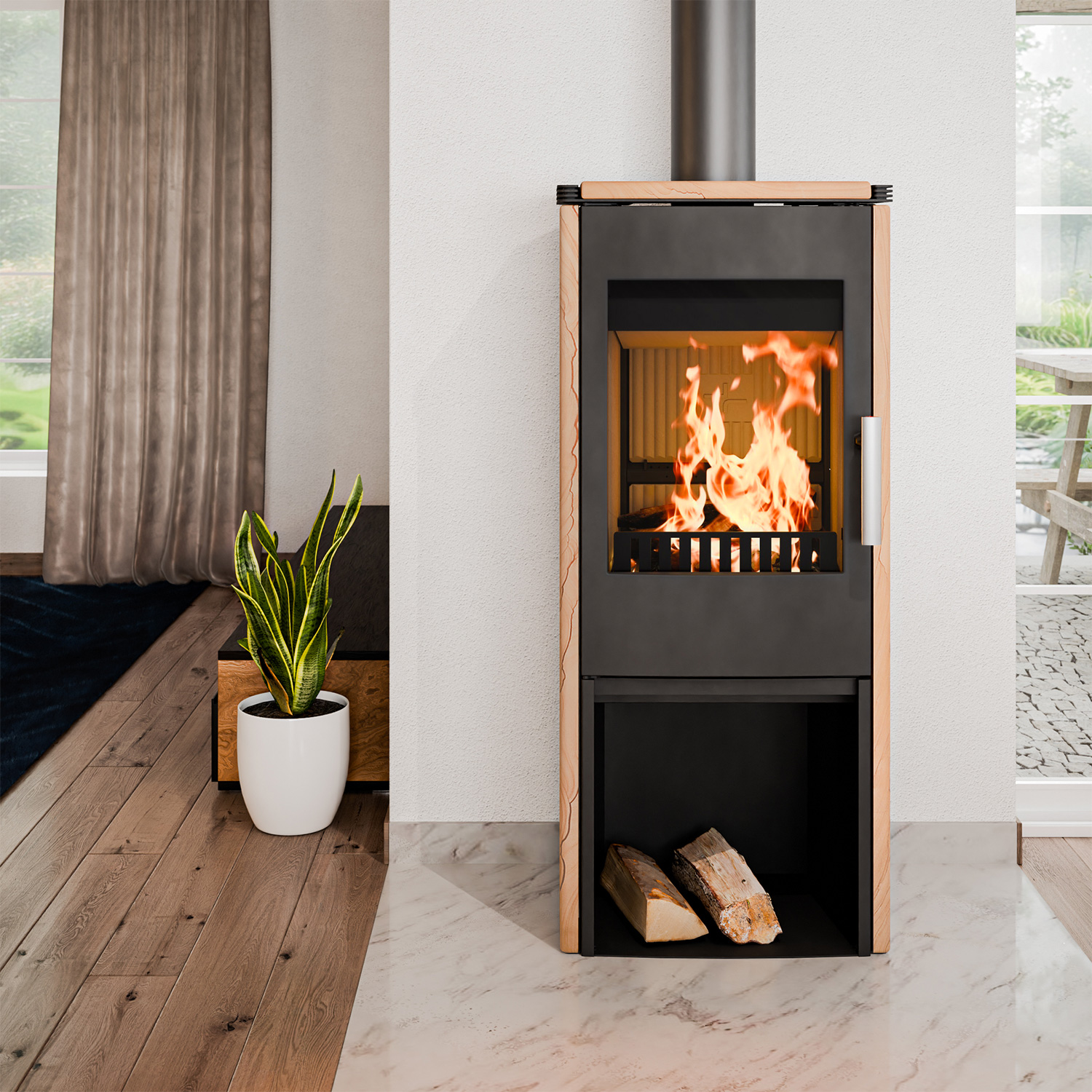 Haas+Sohn Montegrotto III Poêle à bois Noir / Woodstone
