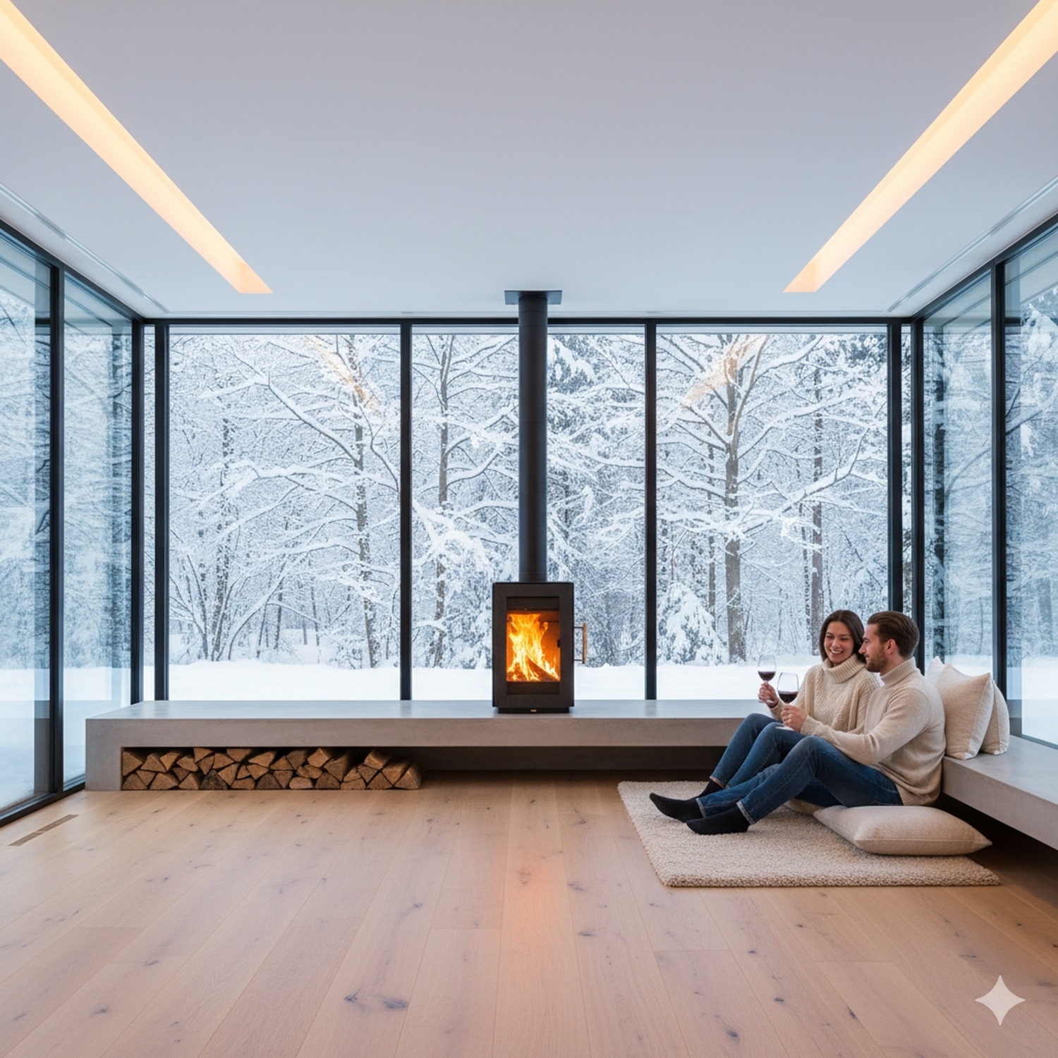 Poêle à bois Hergom Glow en fonte noire