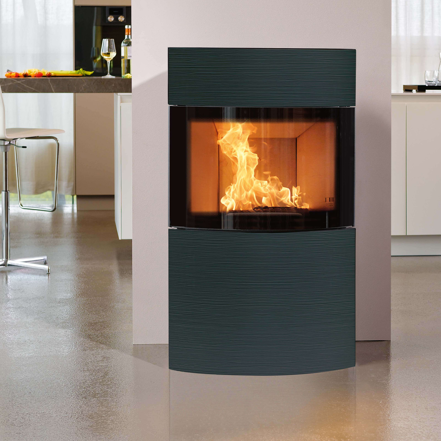 Austroflamm Fynn Xtra 2.0 poêle à bois acier noir/ revêtement céramique rainure noir 41