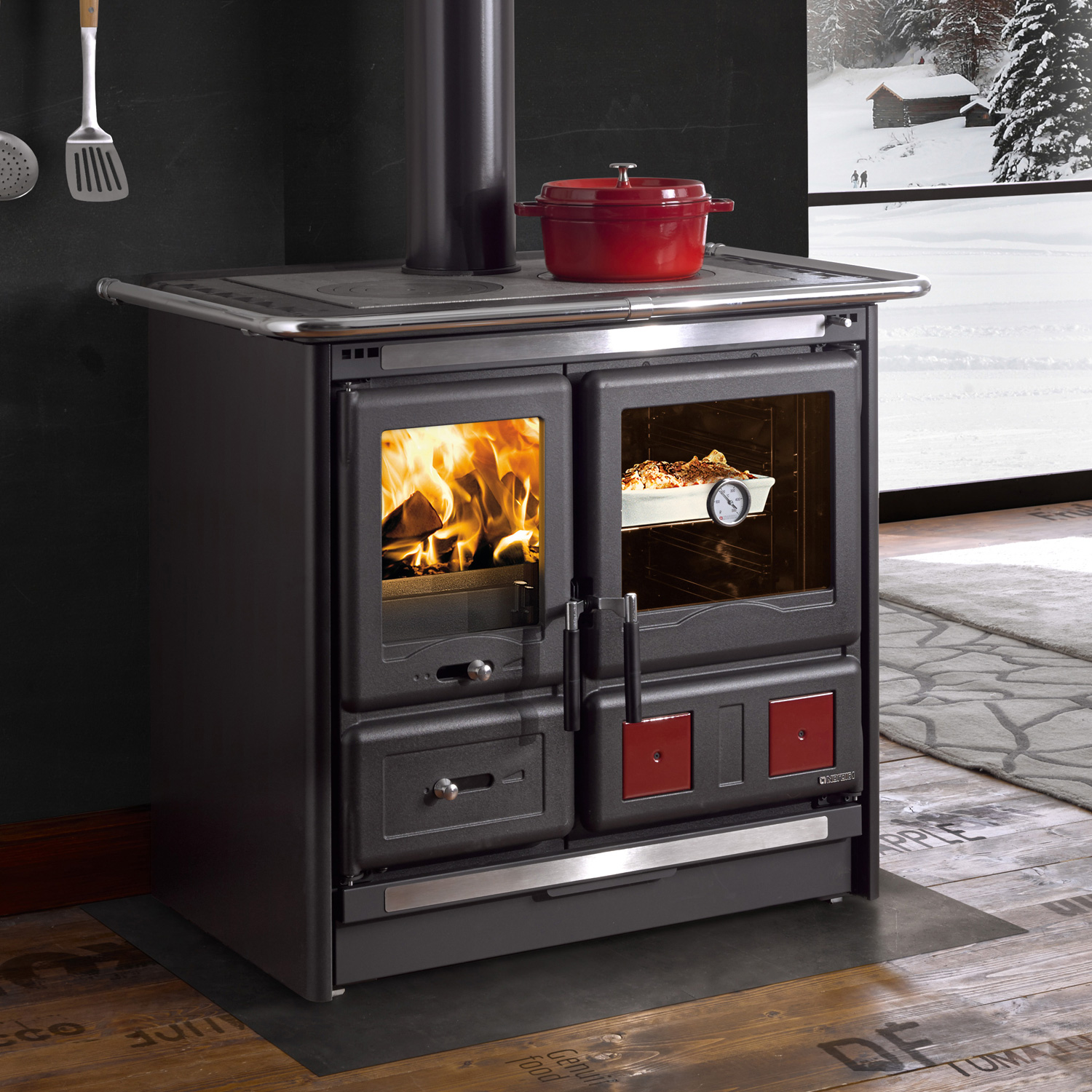 La Nordica Rosa L 16 cuisinière à bois acier anthracite-noir