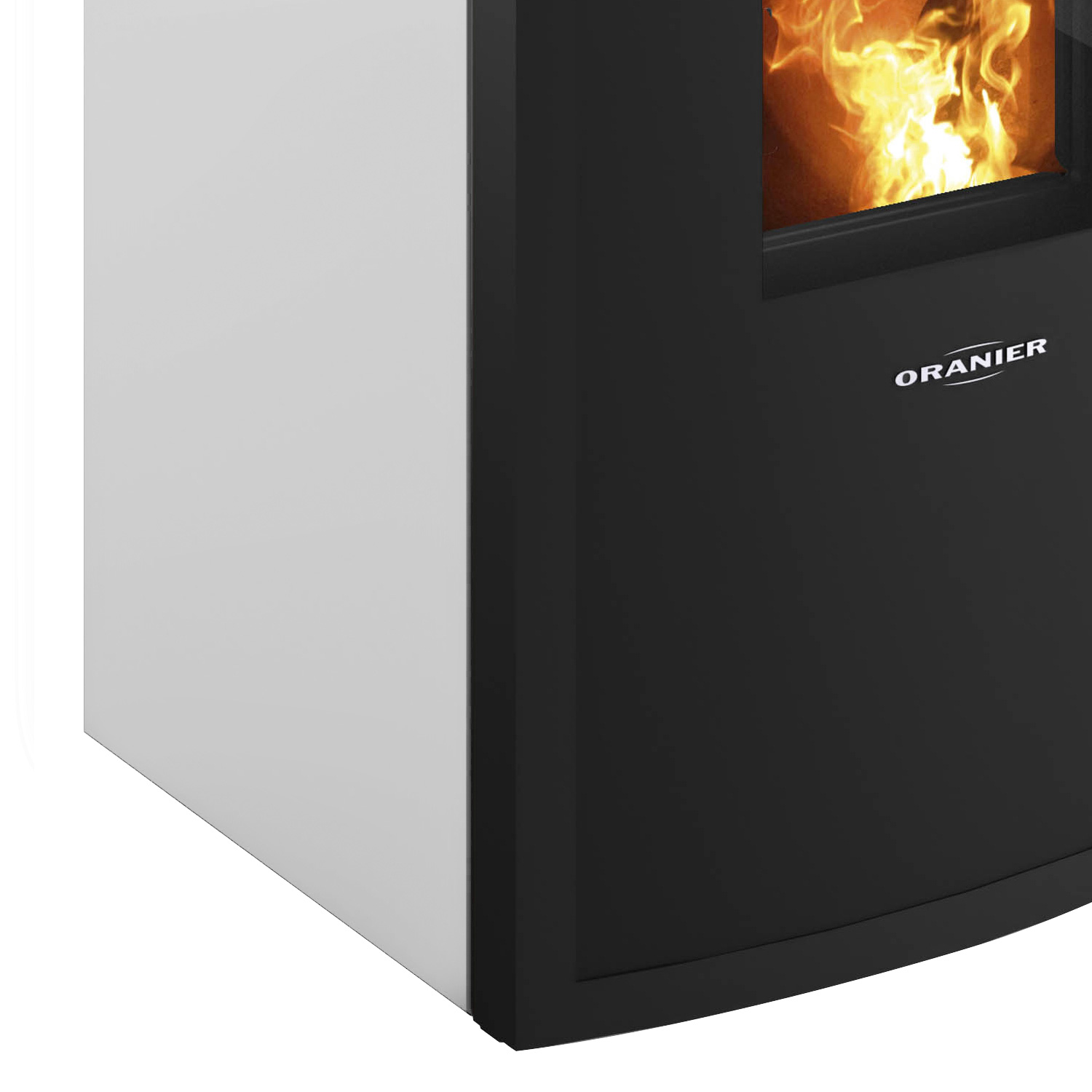 Oranier Neta poêle à granulés acier blanc soie, sortie de fumée en haut