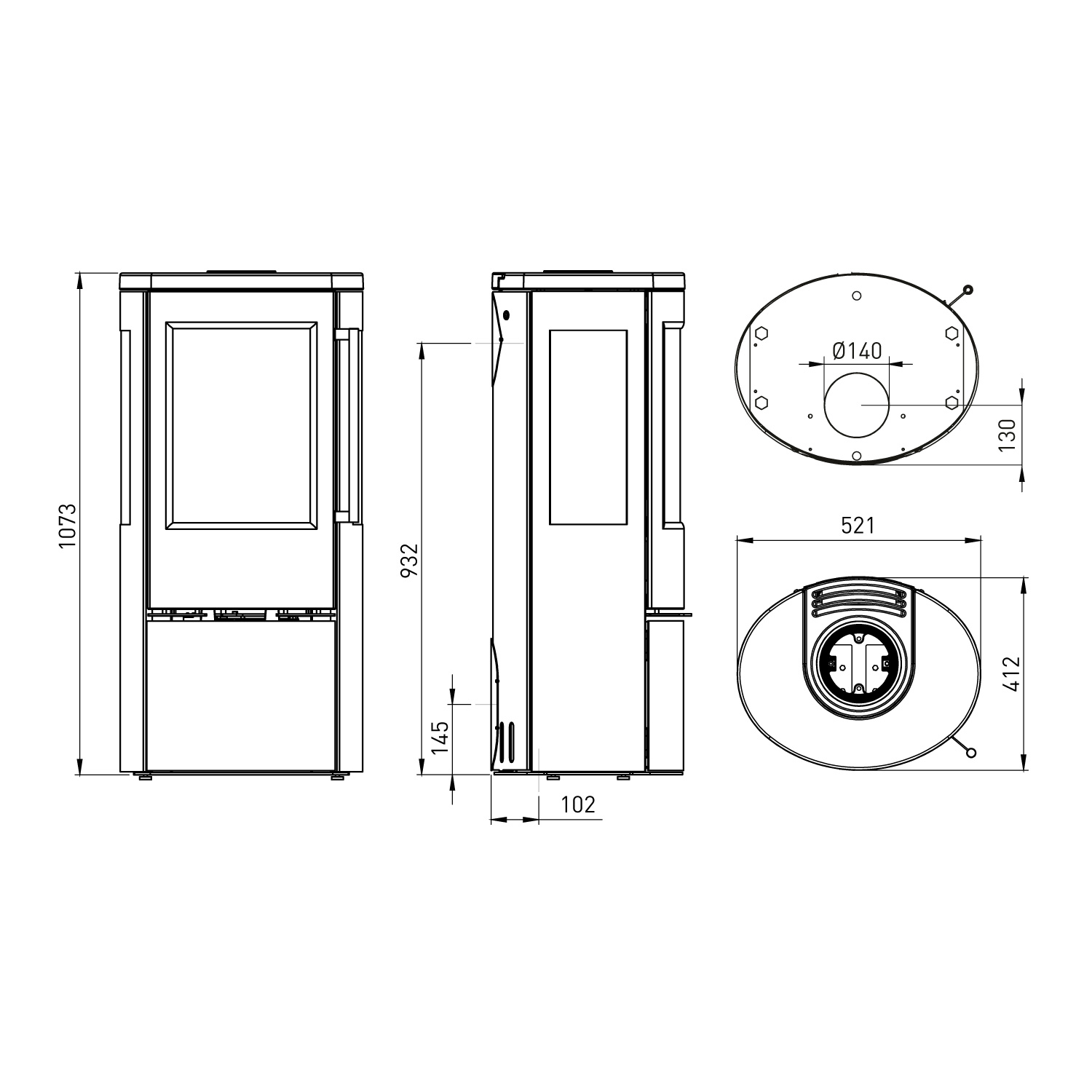 TermaTech TT23RG A-Flame Poêle à bois Acier Noir