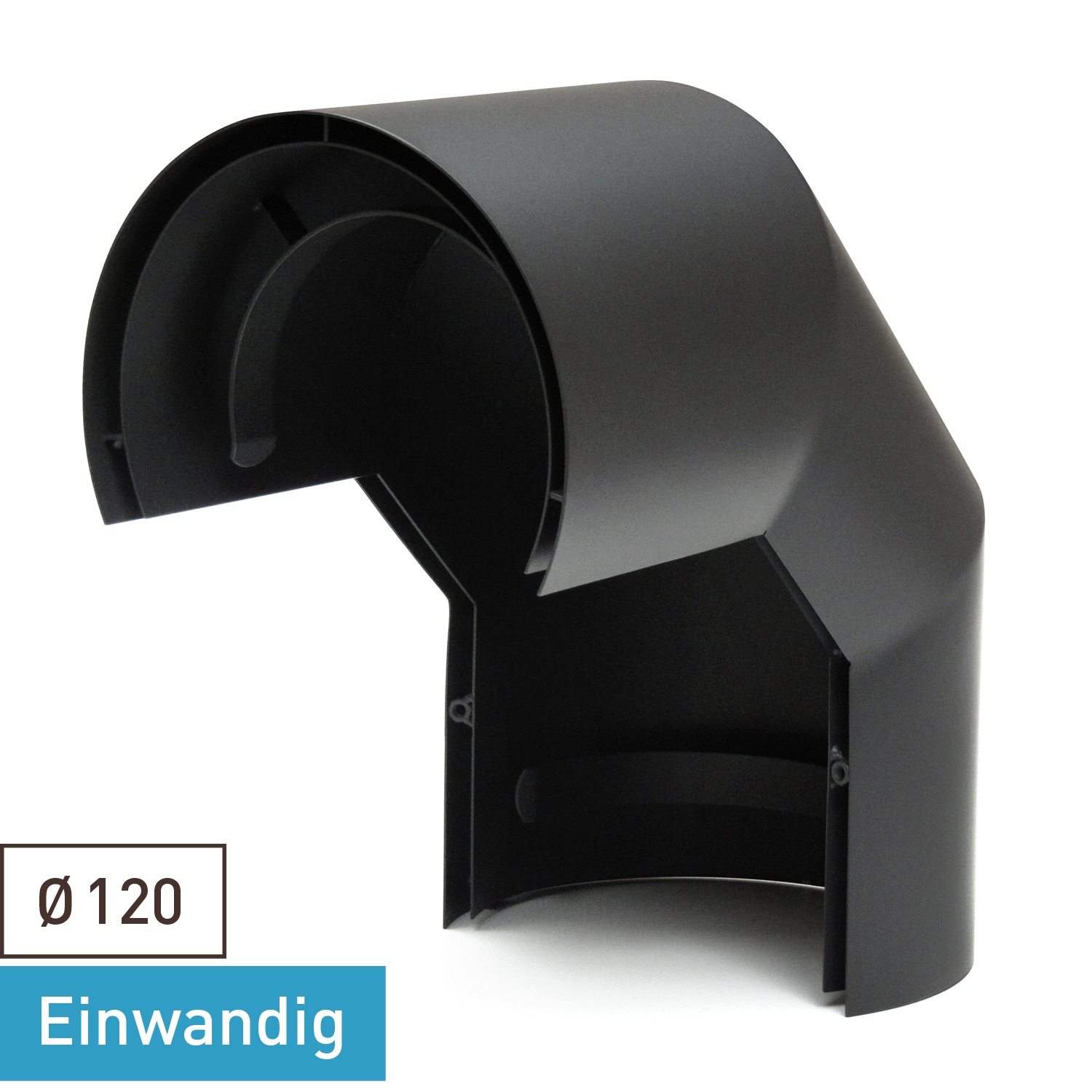 Thermoschild 120mm noir double pour coude en 3 parties 90° pour tuyau de fumée / conduit de fumée