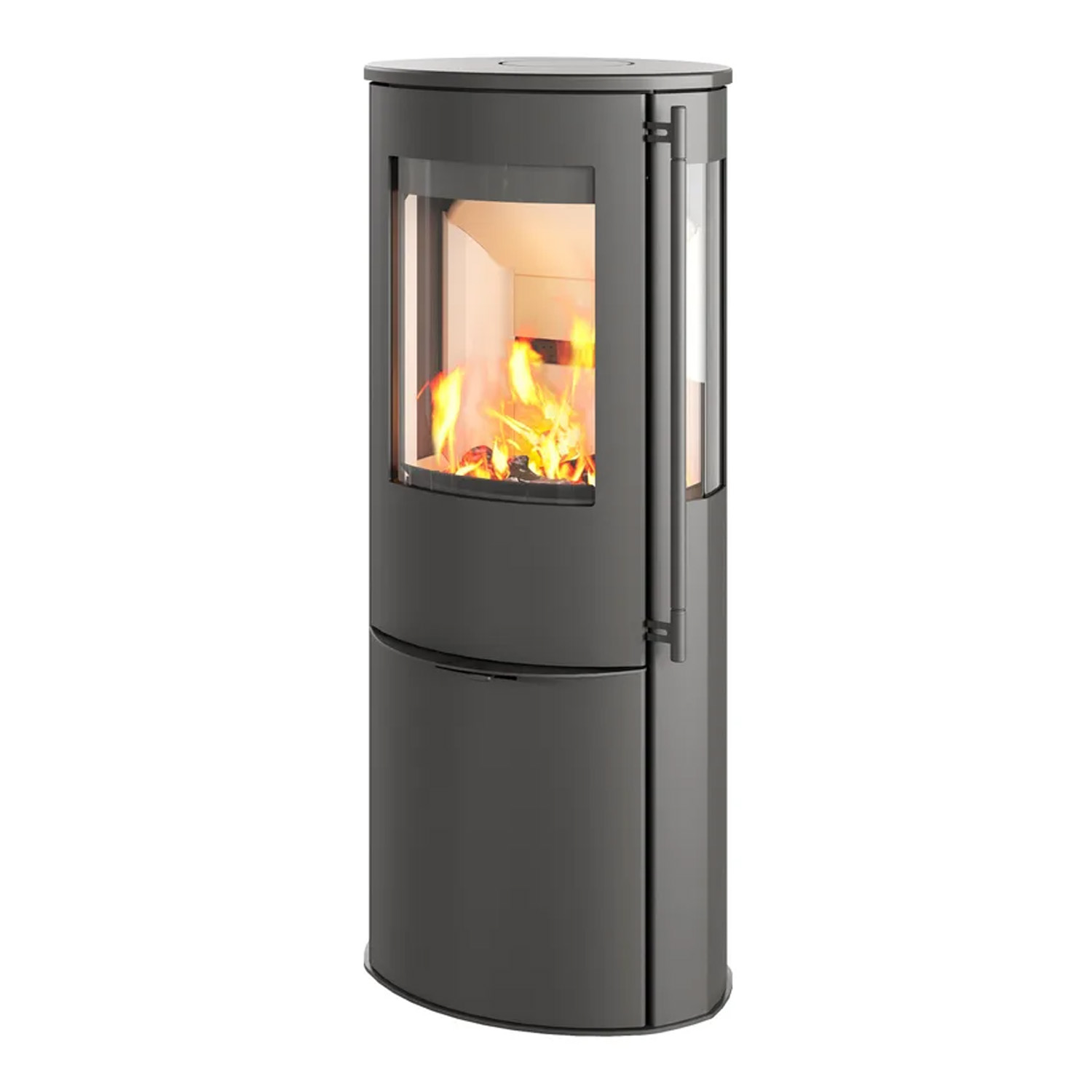 Lotus poêle à bois Liva 6 G acier noir / vitre latérale, DIBt, sortie arrière du conduit de fumée ou sortie supérieure du conduit de fumée / en option variantes de poignée
