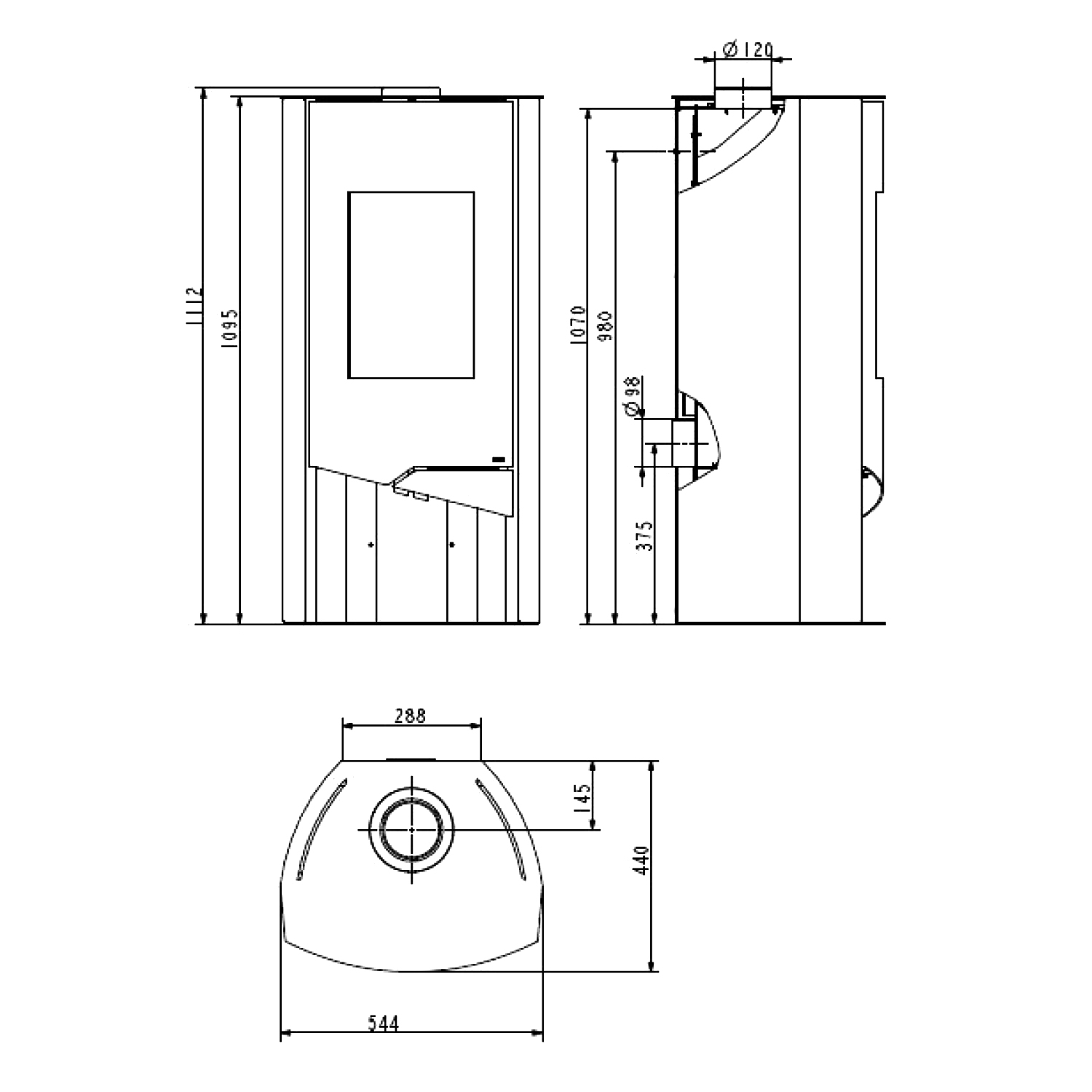Wamsler Nevada poêle à bois acier noir/ pierre naturelle