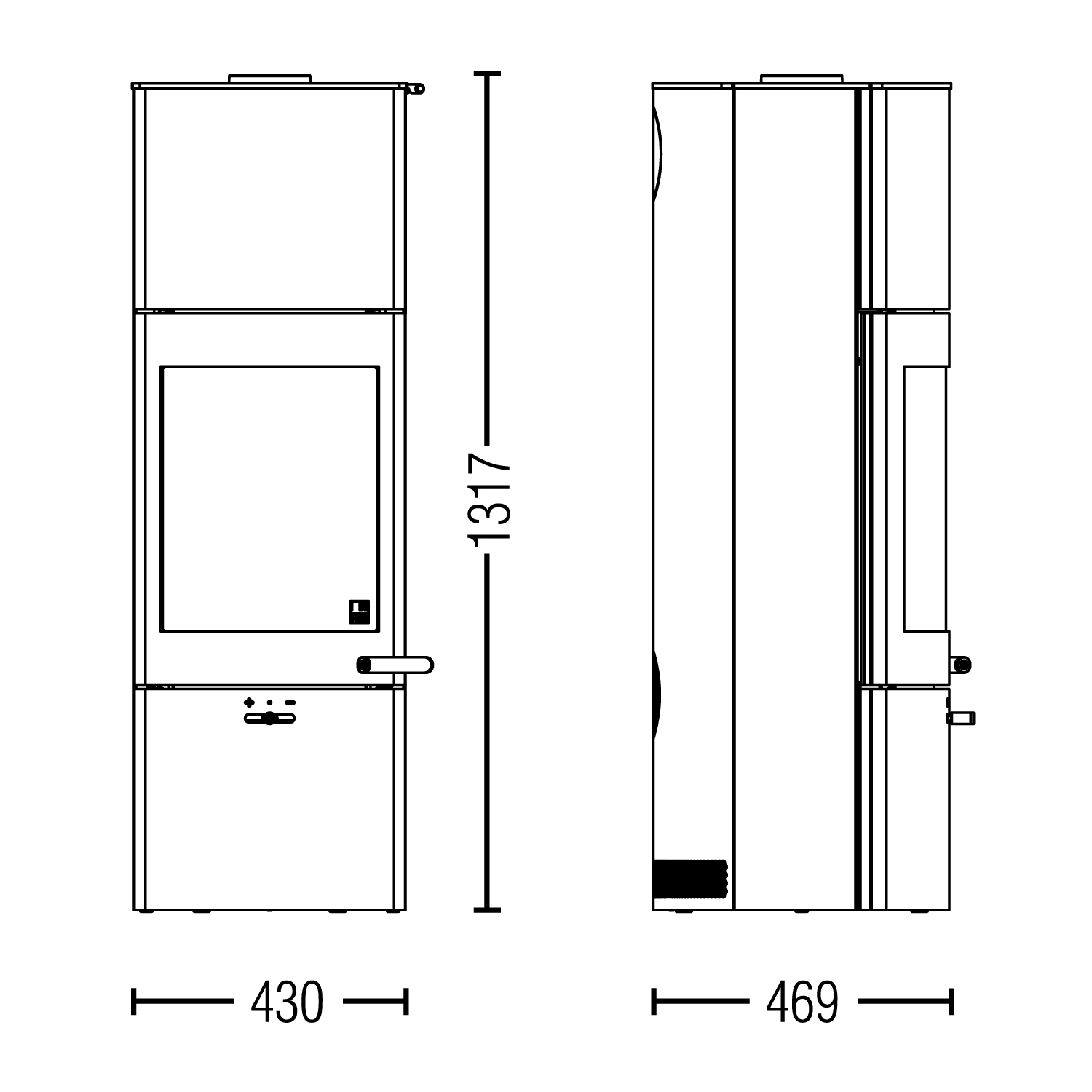 Austroflamm Tower Xtra 2.0 Poêle à bois en acier gris fonte, sortie de fumée par le haut ou à l'arrière