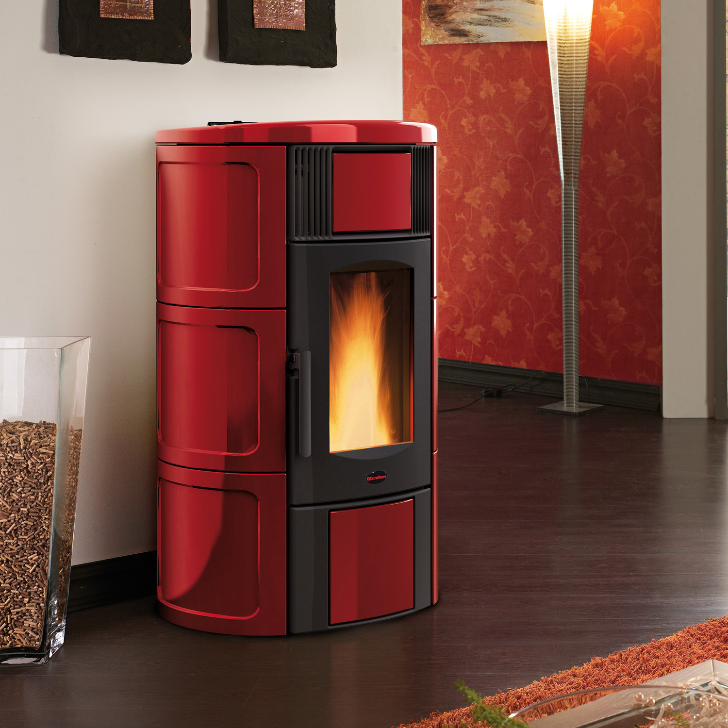 Extraflame Iside Idro H15 Poêle à granulés bouilleur Majolique Bordeaux