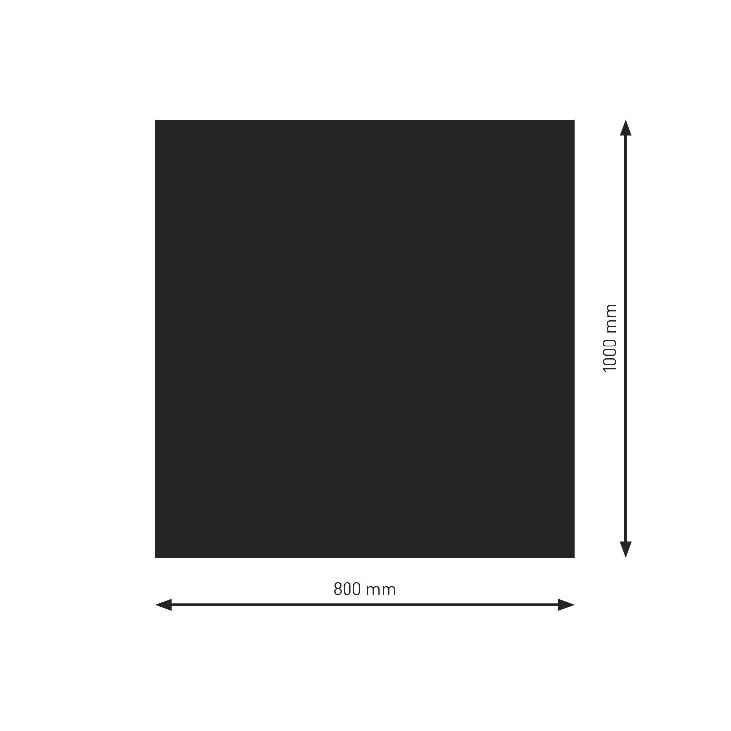 Plaque de base Raik B1 Rectangulaire / Carré noir revêtu par poudre 800 x 1000 mm