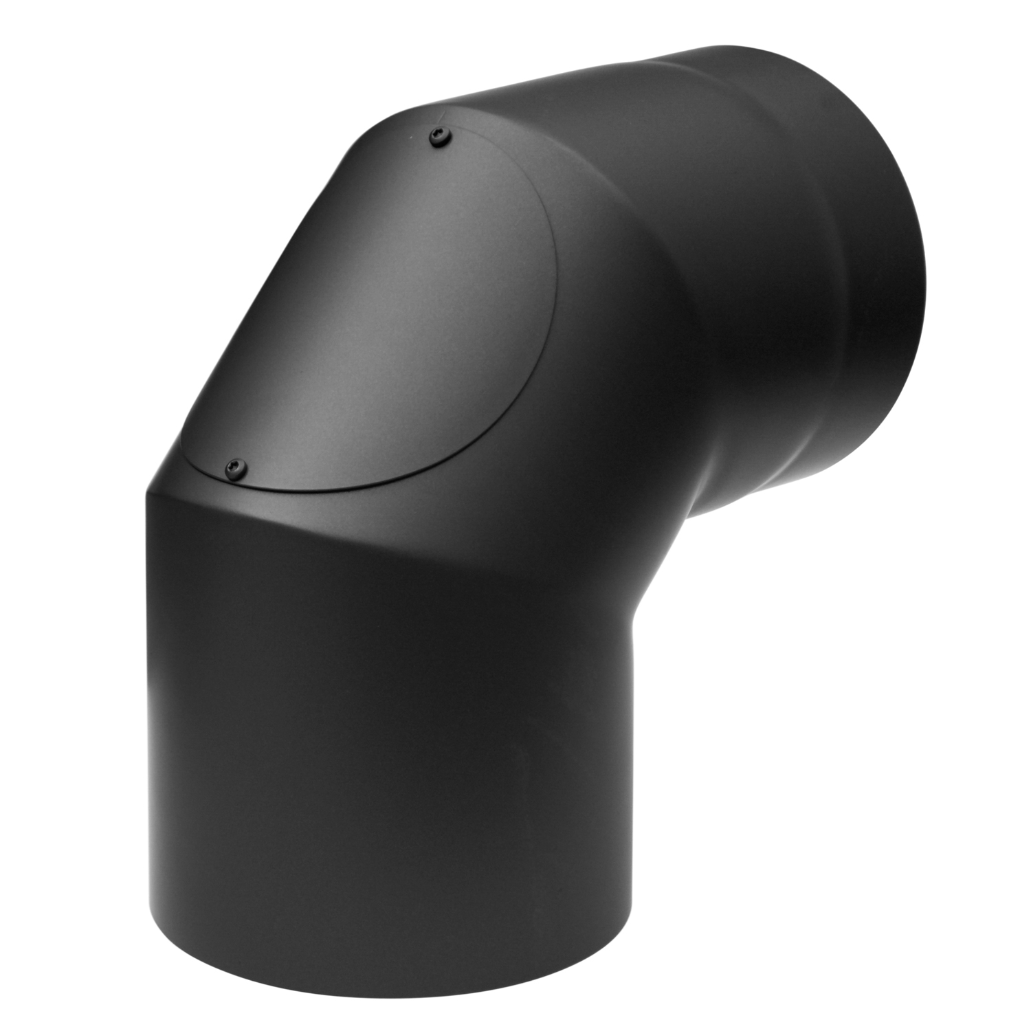 Coude de conduit de fumée Raik / Tuyau de poêle Izoker double paroi avec isolation, diamètre 150 mm, 90°, noir, avec ouverture de nettoyage Coude de conduit de fumée Raik / Tuyau de poêle Izoker double paroi avec isolation, diamètre 150 mm, 90°, noir, avec ouverture de nettoyage