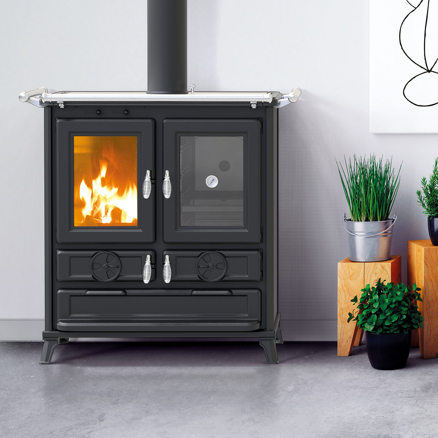 Thermorossi Klaretta Evo cuisinière en acier gris anthracite Thermorossi Klaretta Evo cuisinière en acier gris anthracite