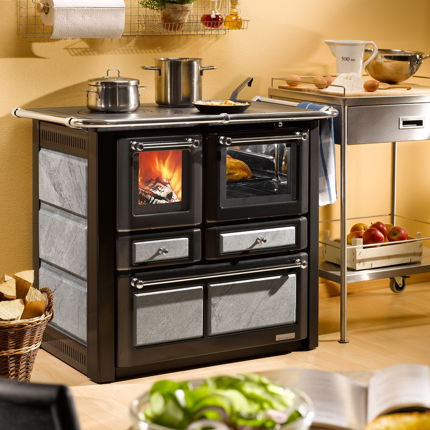 Wamsler K 85 F Poêle de cuisine en pierre naturelle, four à droite