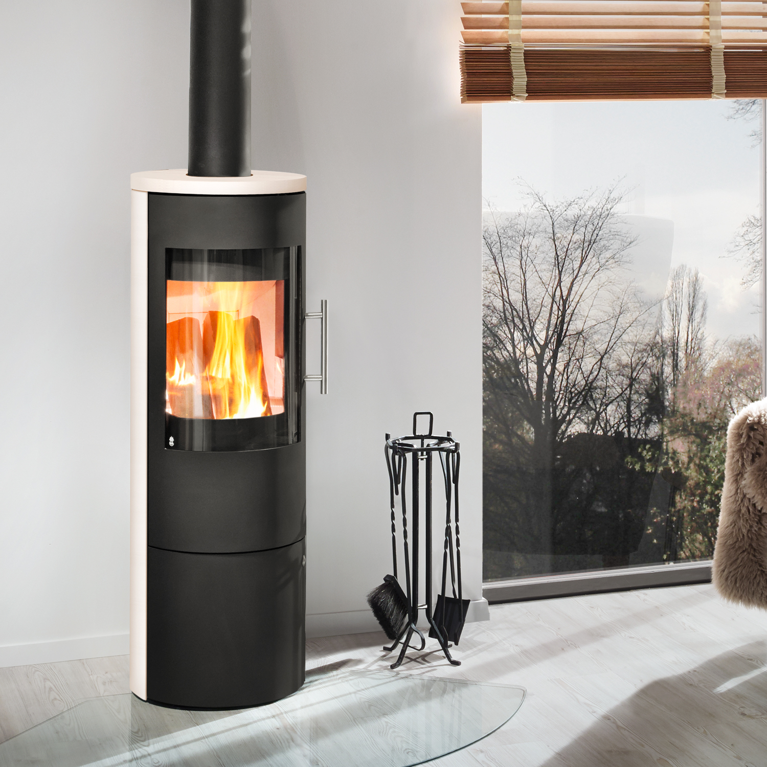 Poêle à bois Königshütte Vela Plus en céramique Vanille Poêle à bois Königshütte Vela Plus en céramique Vanille