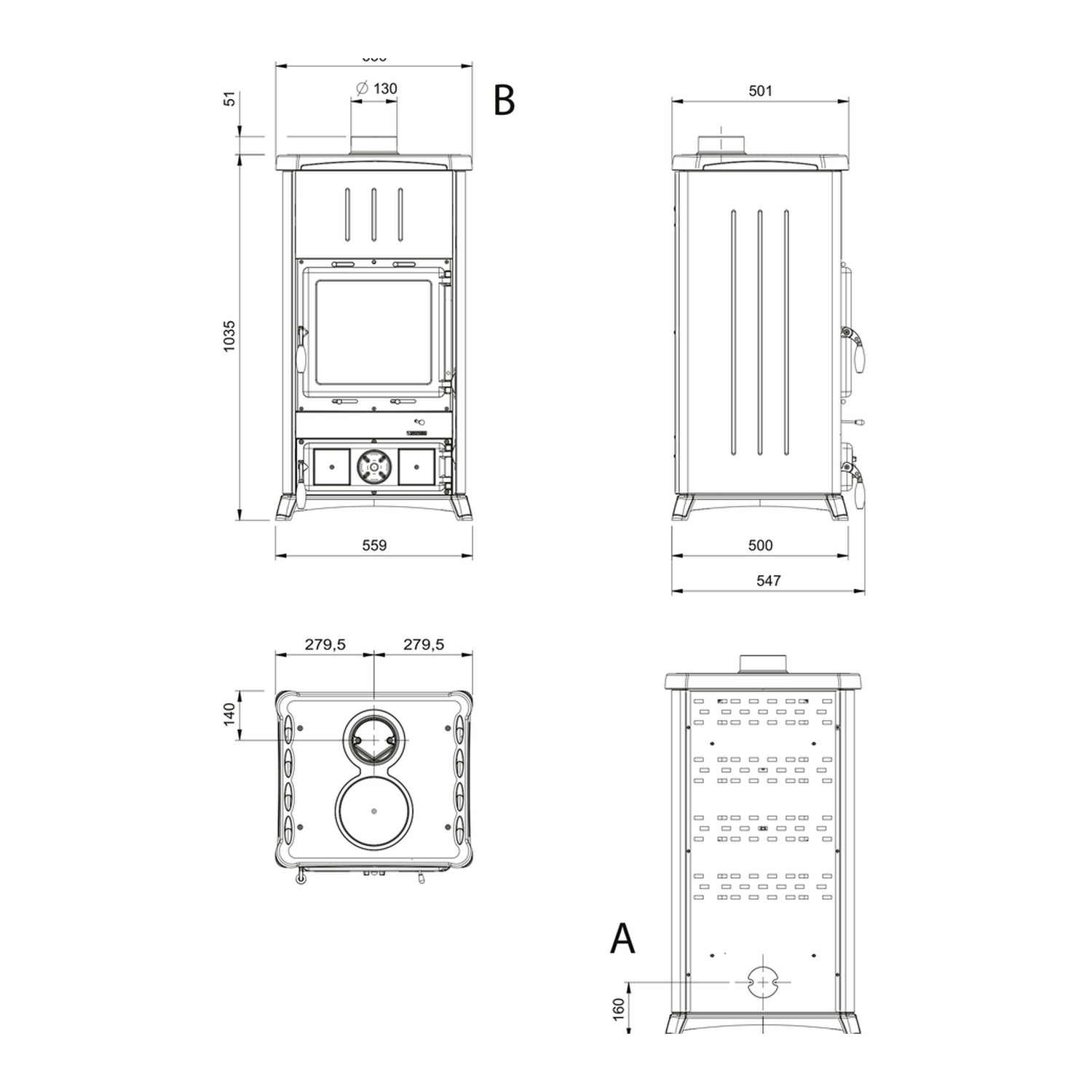 La Nordica FEDORA.16 STEEL - Anthracite Noir poêle à bois