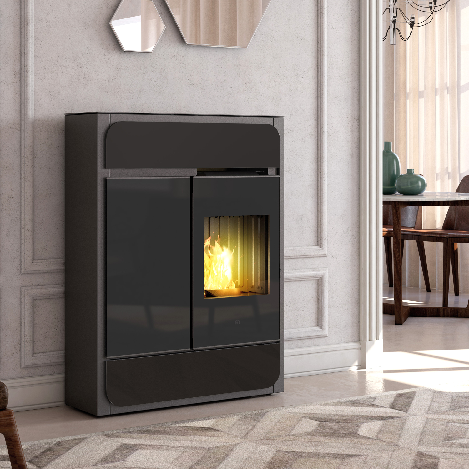 Edilkamin Bild Up poêle à granulés en céramique noire Edilkamin Bild Up poêle à granulés en céramique noire