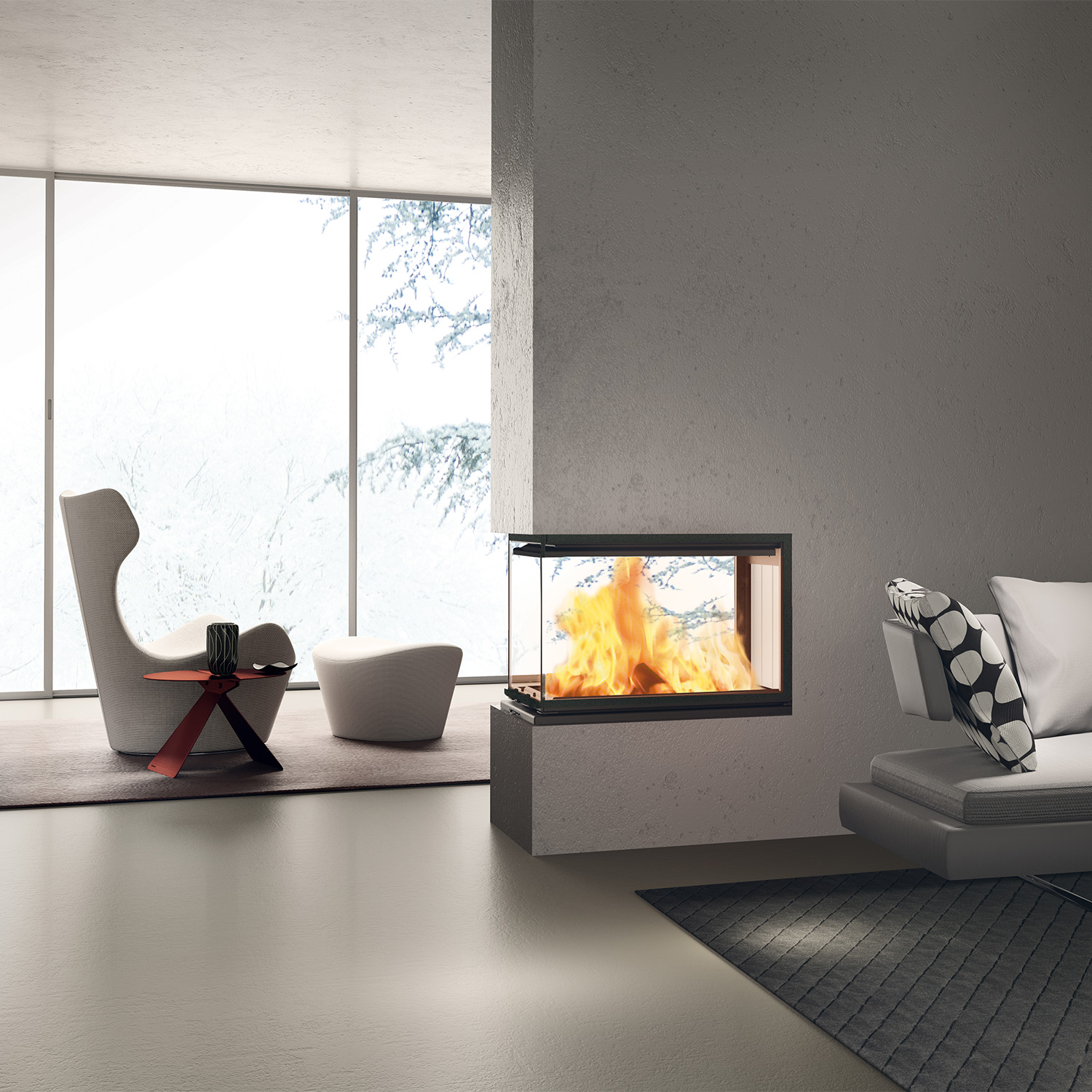 Edilkamin Windo3 50 insert de cheminée à bois avec foyer blanc