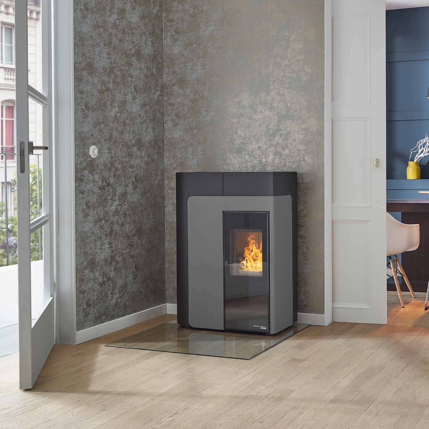 Haas+Sohn HSP 8 Home II 445.08 poêle à granulés Perl-Noir | Façade Perl-Gris