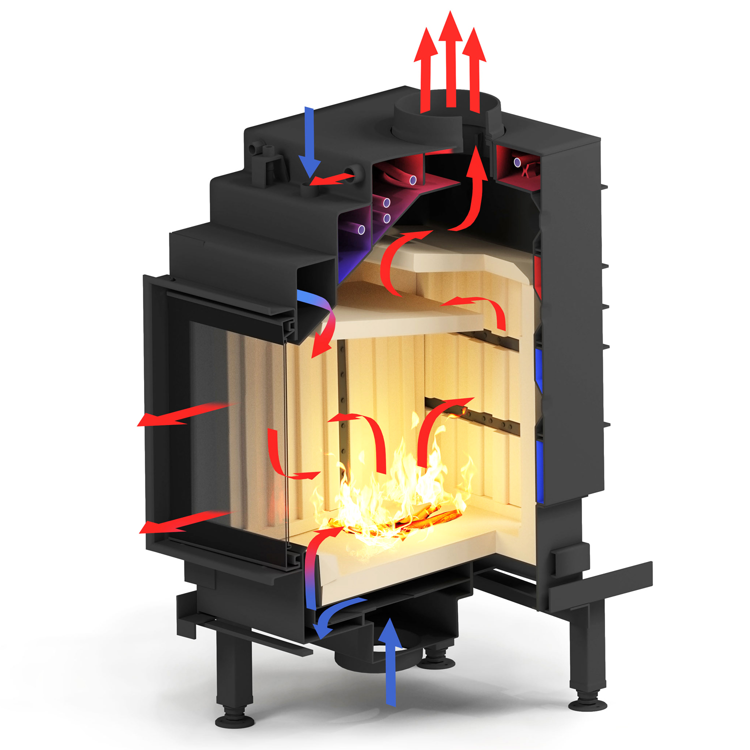Spartherm Renova A H2O insert de cheminée à eau 45 cm à droite