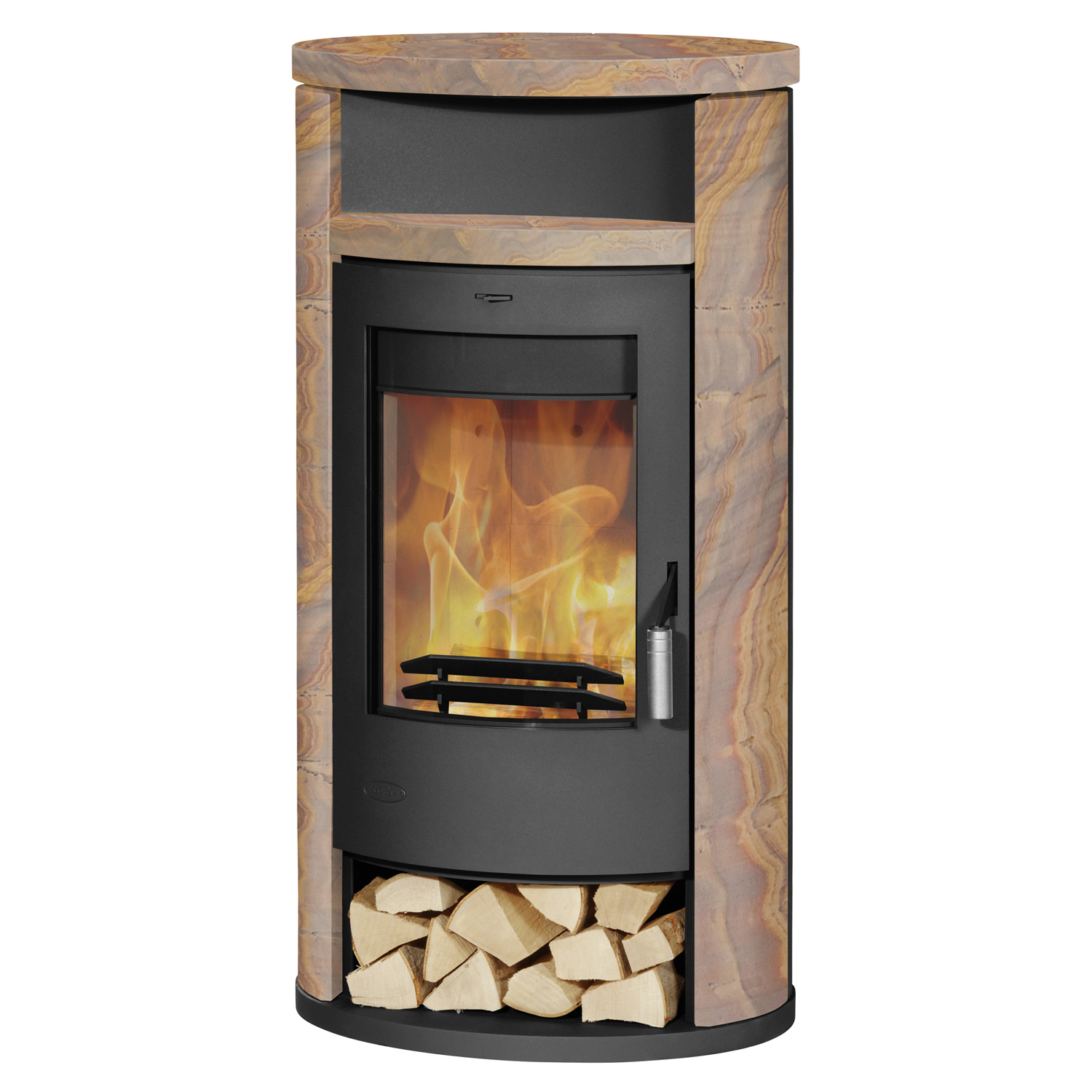 Cheminée Alicante Poêle à bois Acier Noir | Loticstone Pierre de sable