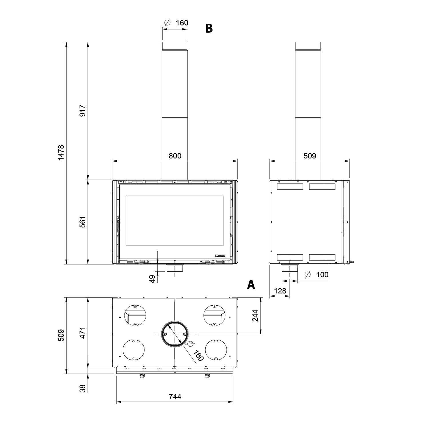 La Nordica INSERTO 80 WIDE 16 insert de cheminée à bois