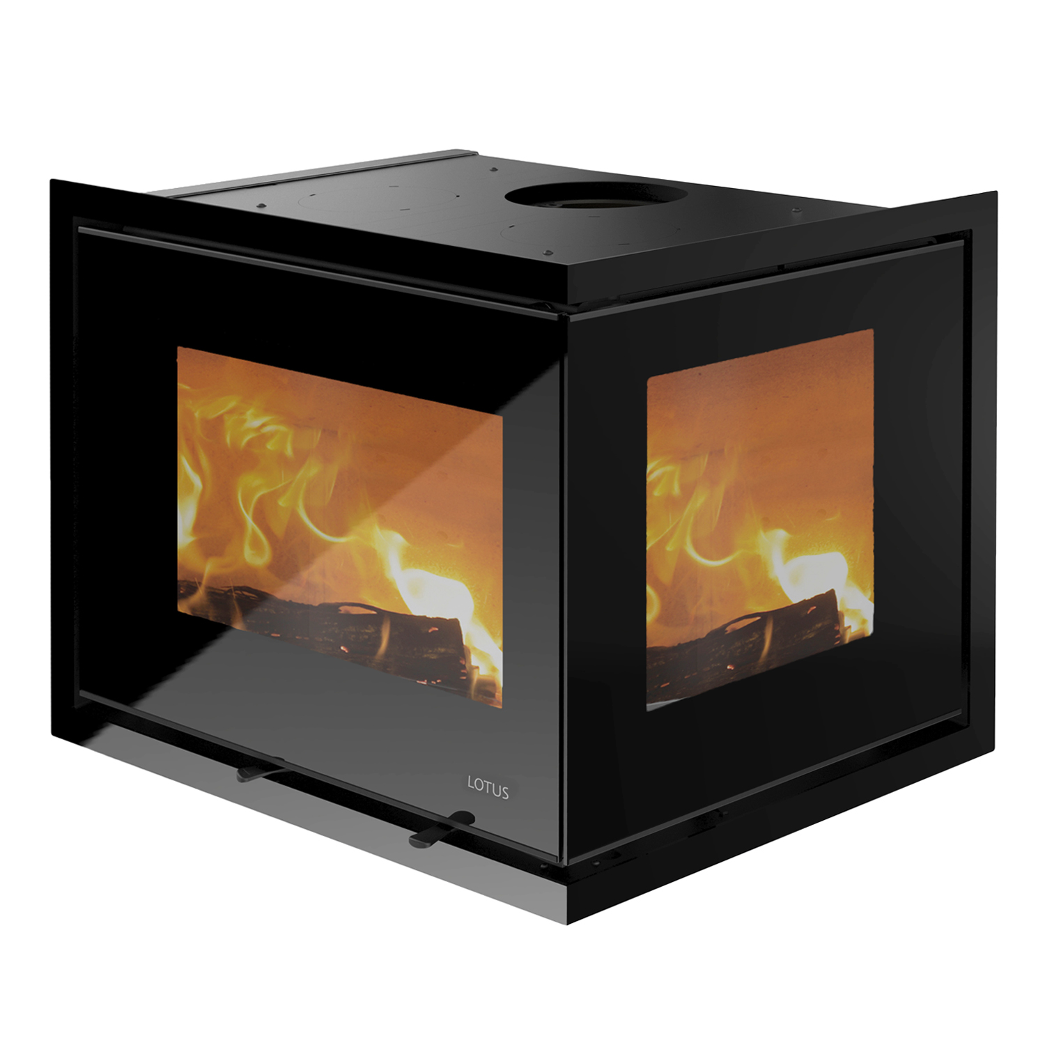 Lotus Unico 11 insert de cheminée à bois noir / charnières à gauche