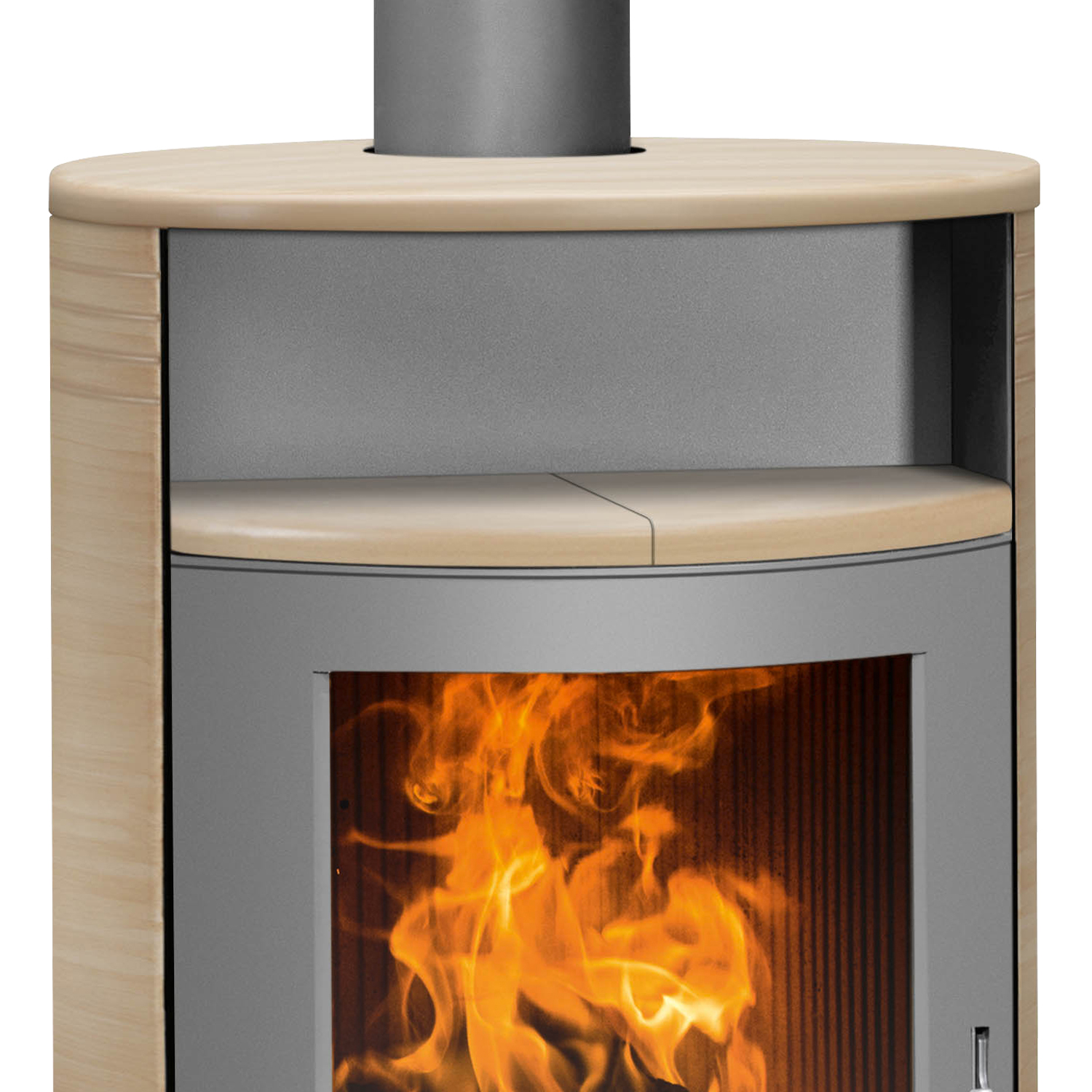 Poêle à bois / Kit de cheminée Justus Kaskade 2.0 Acier gris fonte / Céramique Corretto