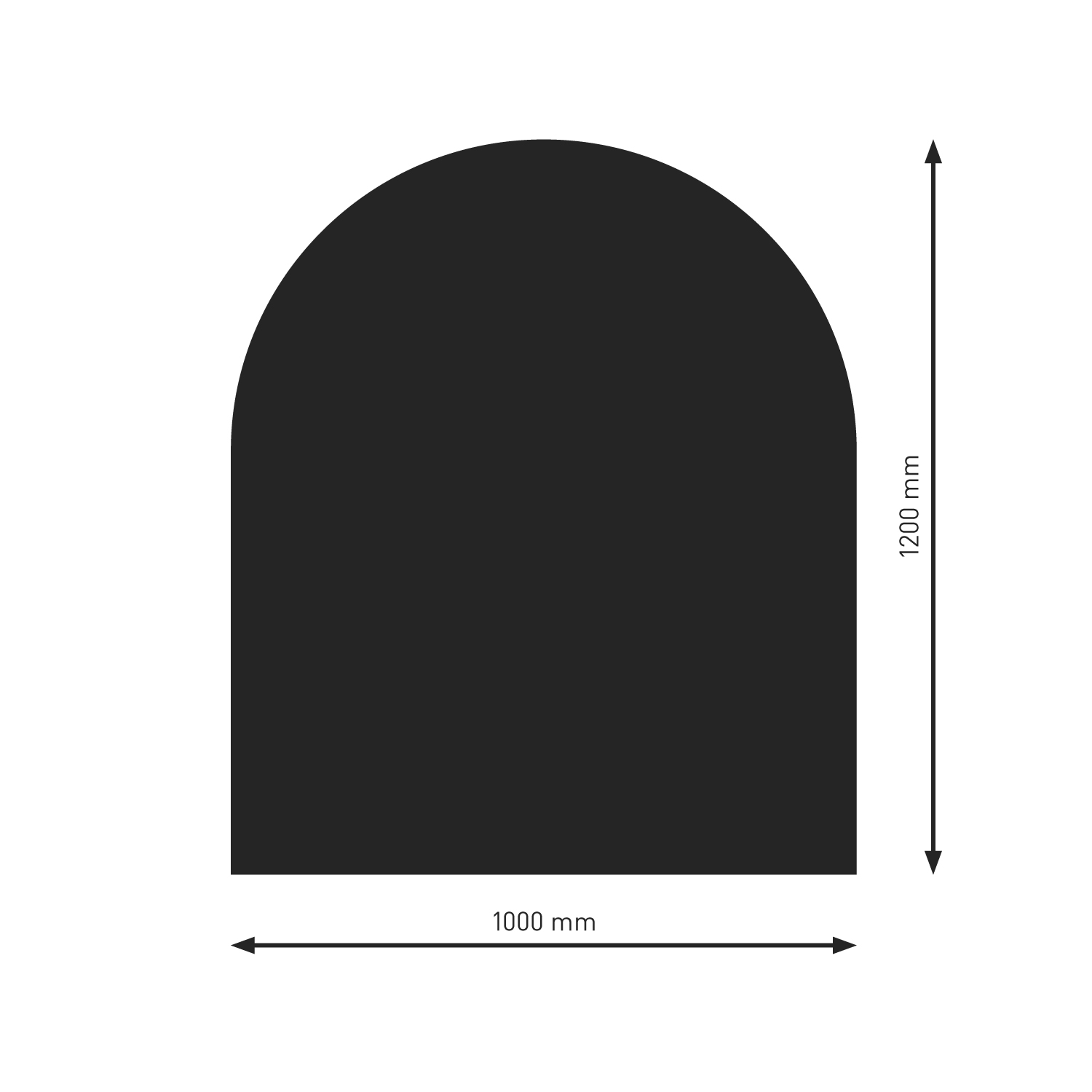 Plaque de sol Raik B3 demi-ronde noire revêtue par poudre 1200 x 1000 mm