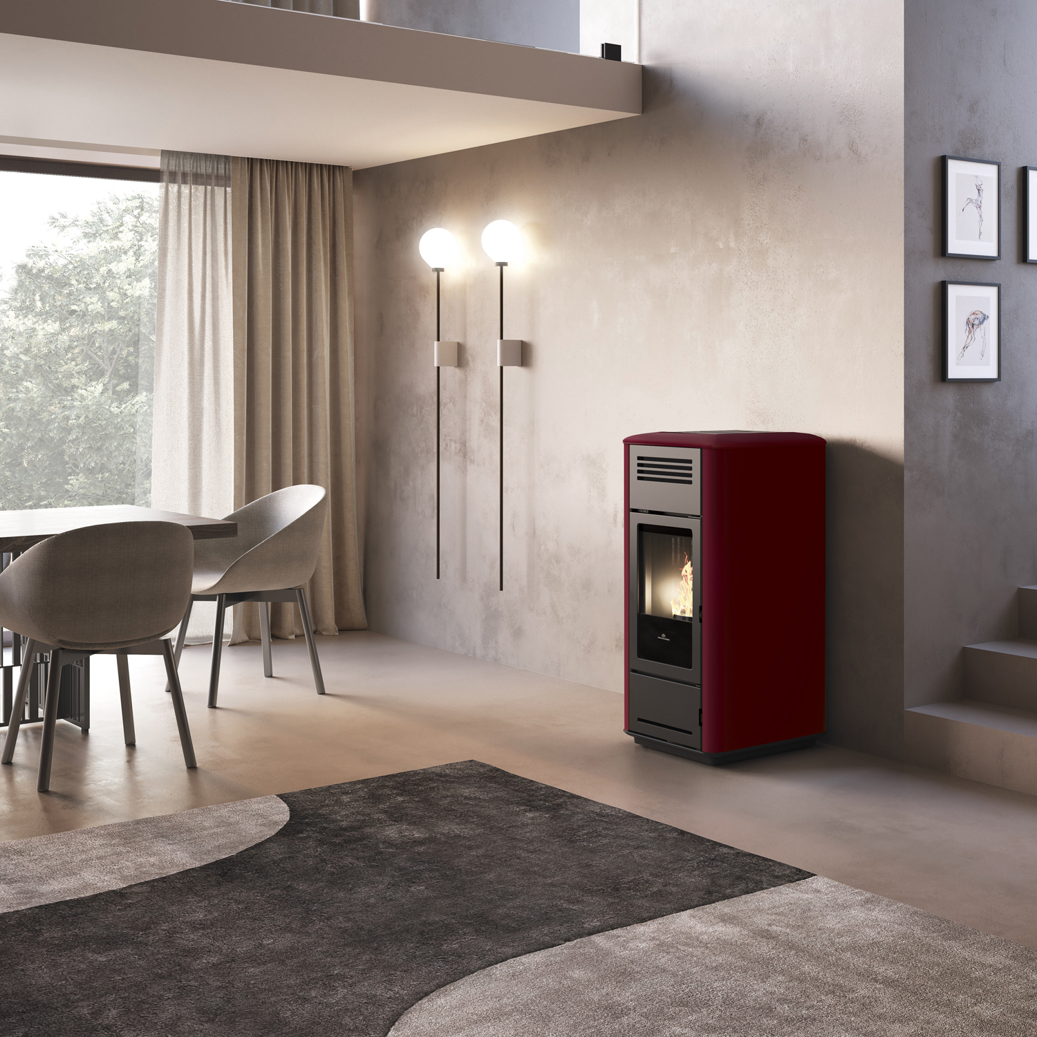 Edilkamin Milla H 12 Evo poêle à granulés hydro acier bordeaux