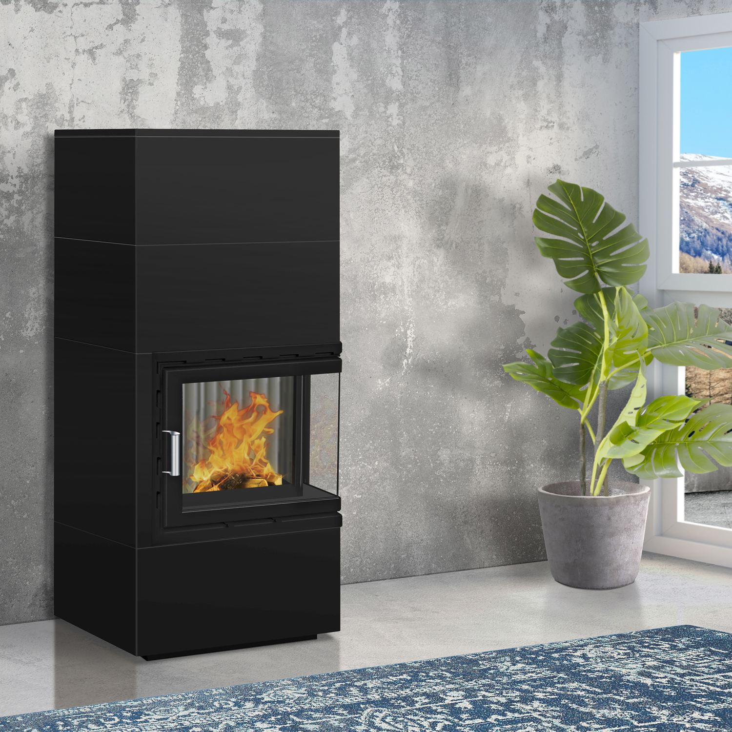Wamsler Modulo 70/150 L droit Kit de cheminée Noir