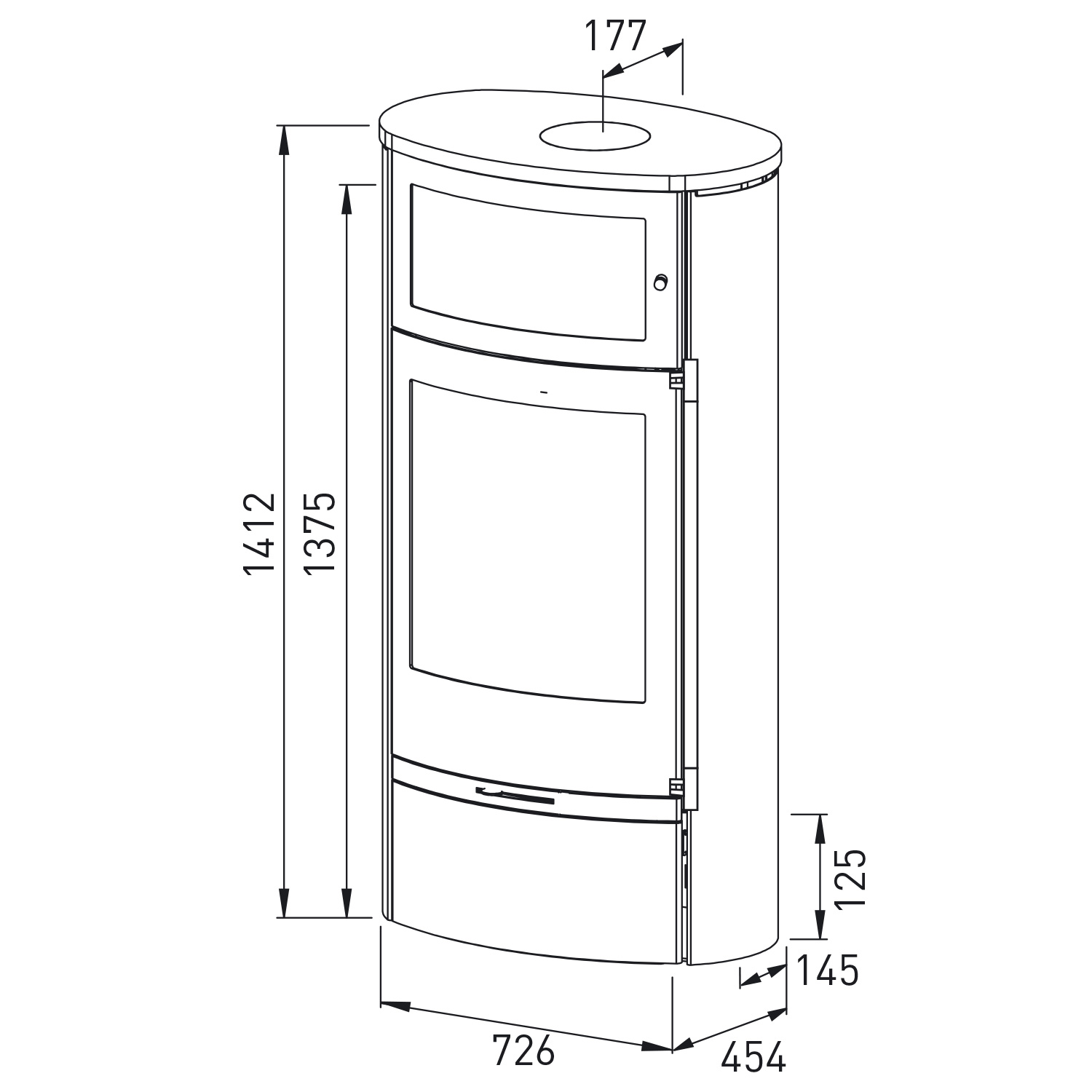 Lotus Jubilee 35 poêle à bois avec compartiment de maintien au chaud noir