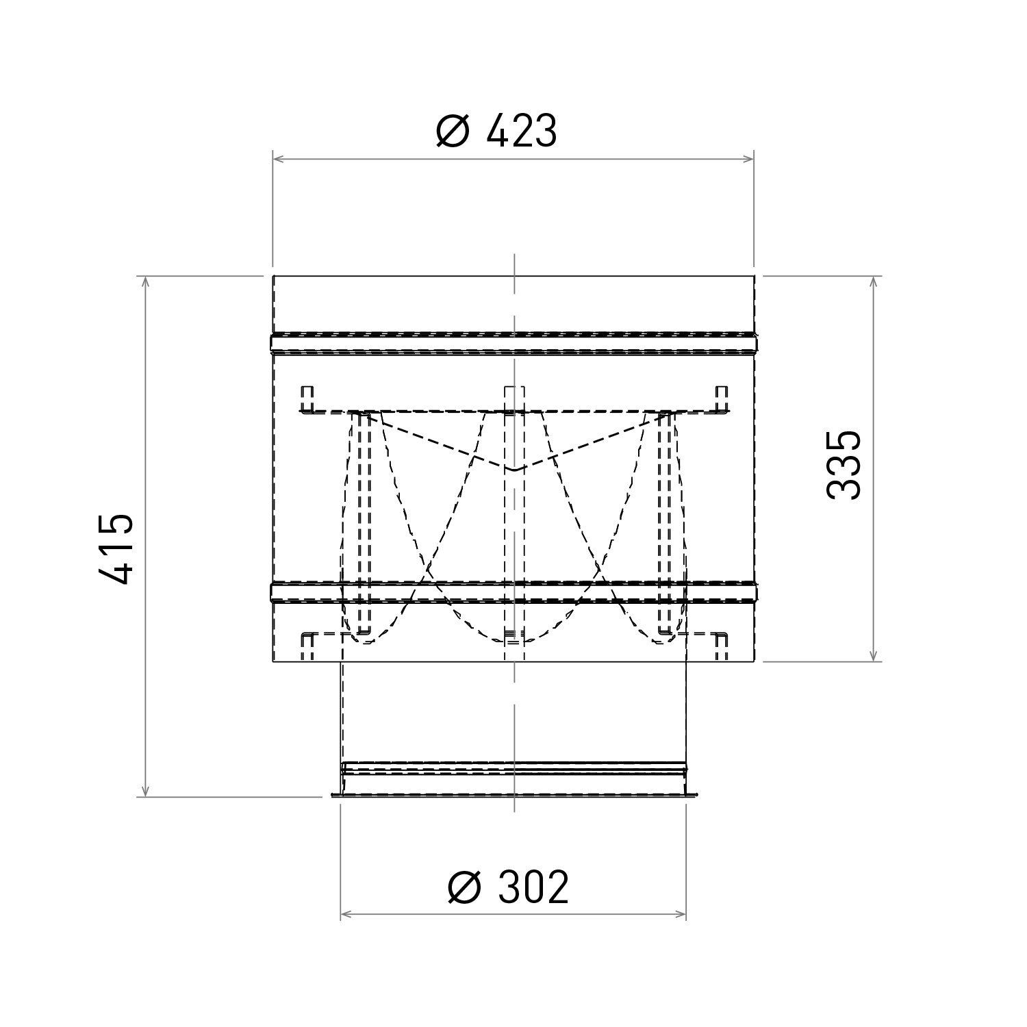 Opsinox conduit de cheminée en acier inoxydable 250 mm avec dispositif de sortie pour vents descendants forts KAW