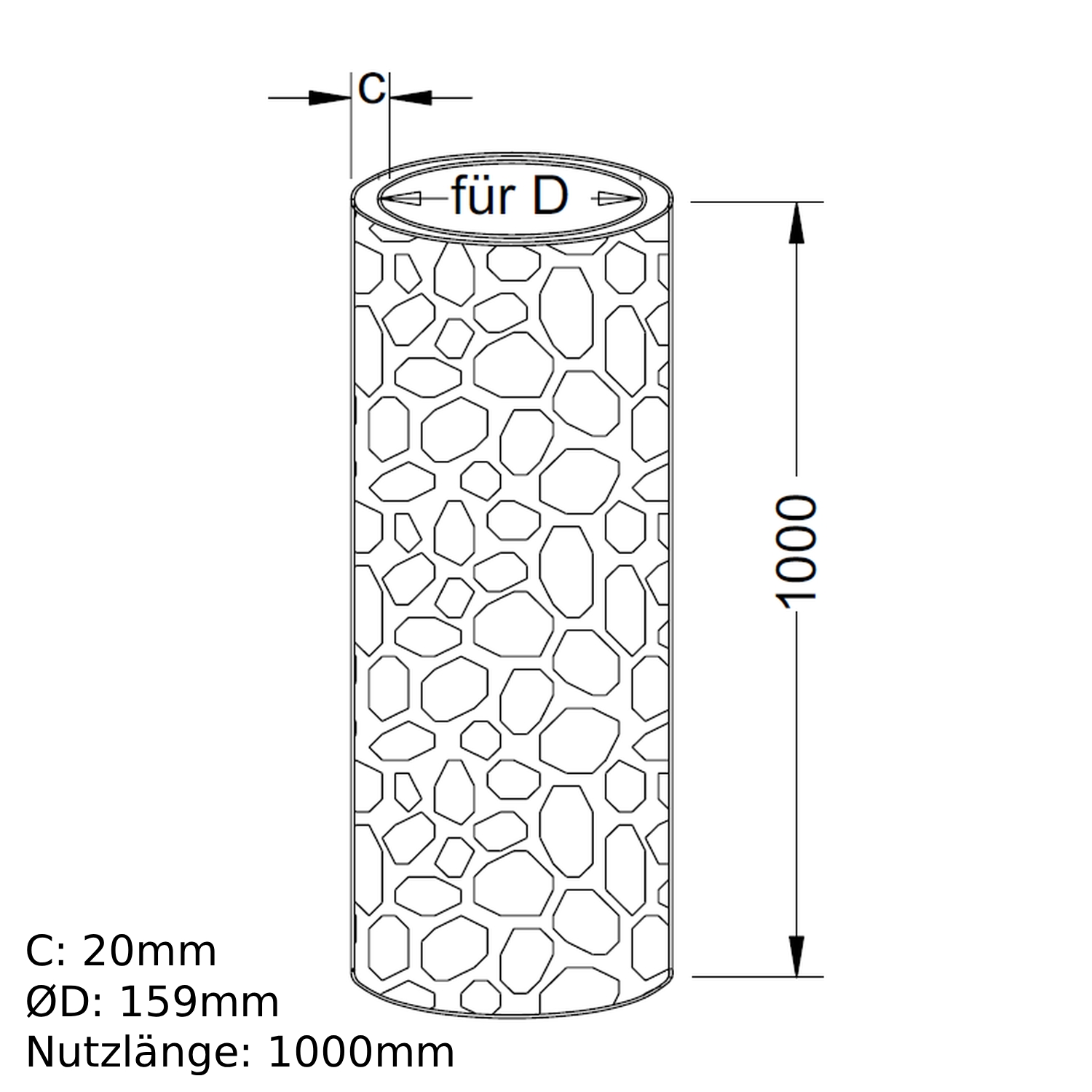 Schiedel tube d’isolation thermique 1000mm Ø150 mm