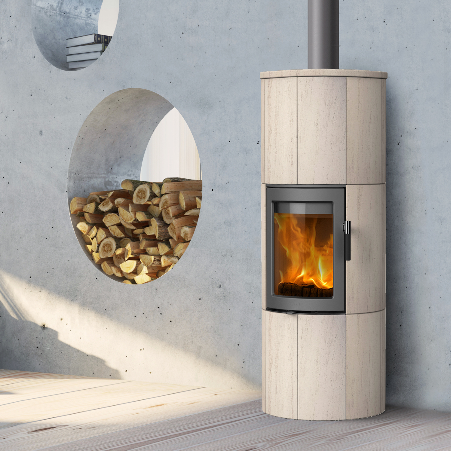 Lotus Maestro 152 Poêle à bois Gris/Calcaire, évacuation des fumées par le haut, DIBt