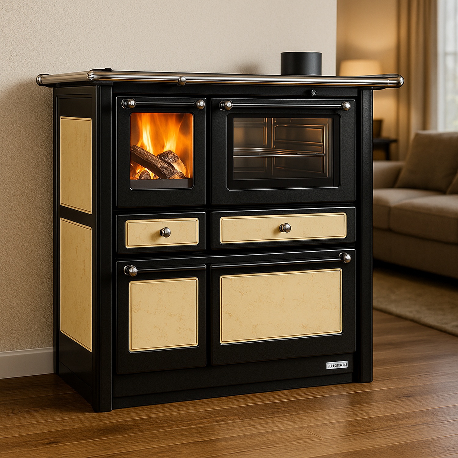 Westminster cuisinière à bois K 85 F II antique raccordement tuyaux à droite