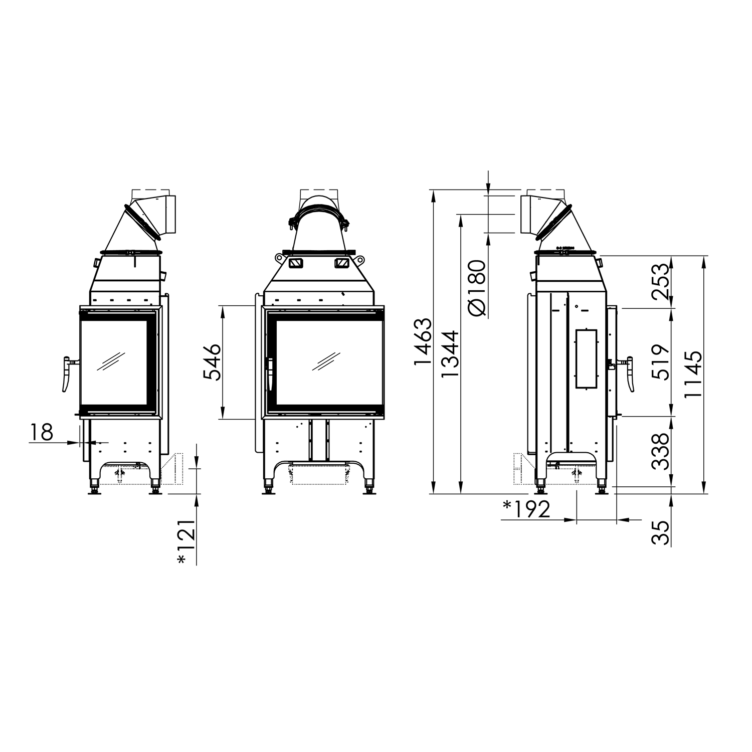 Insert de cheminée Spartherm Varia 2R-55 Angle